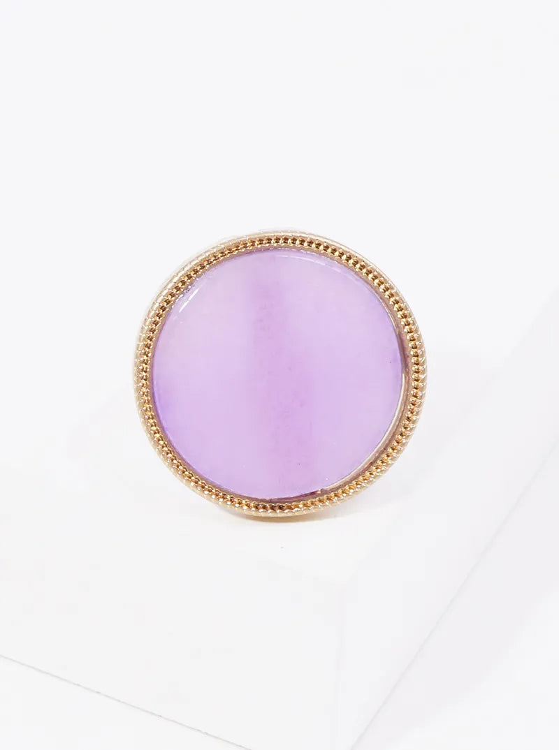 Round Semi-precious Stone Adjustable Ring