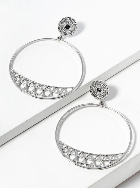 Round Textured Dangle Earrings From Post