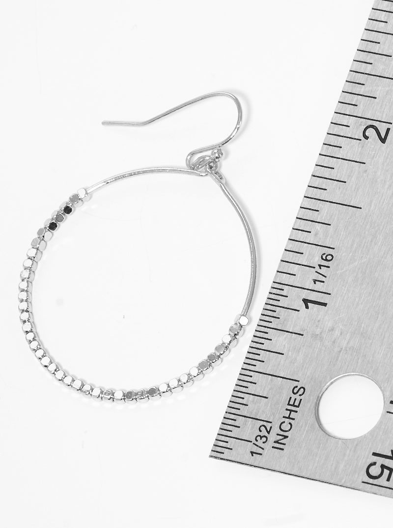 Round Wire With Metal Seed Bead Fish Hook Dangle Drop Earrings