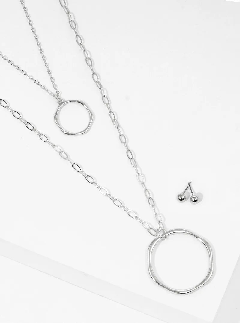 FRESHWATER PEARL PENDANT LINK CHAIN NECKLACE SET WITH EARRINGS