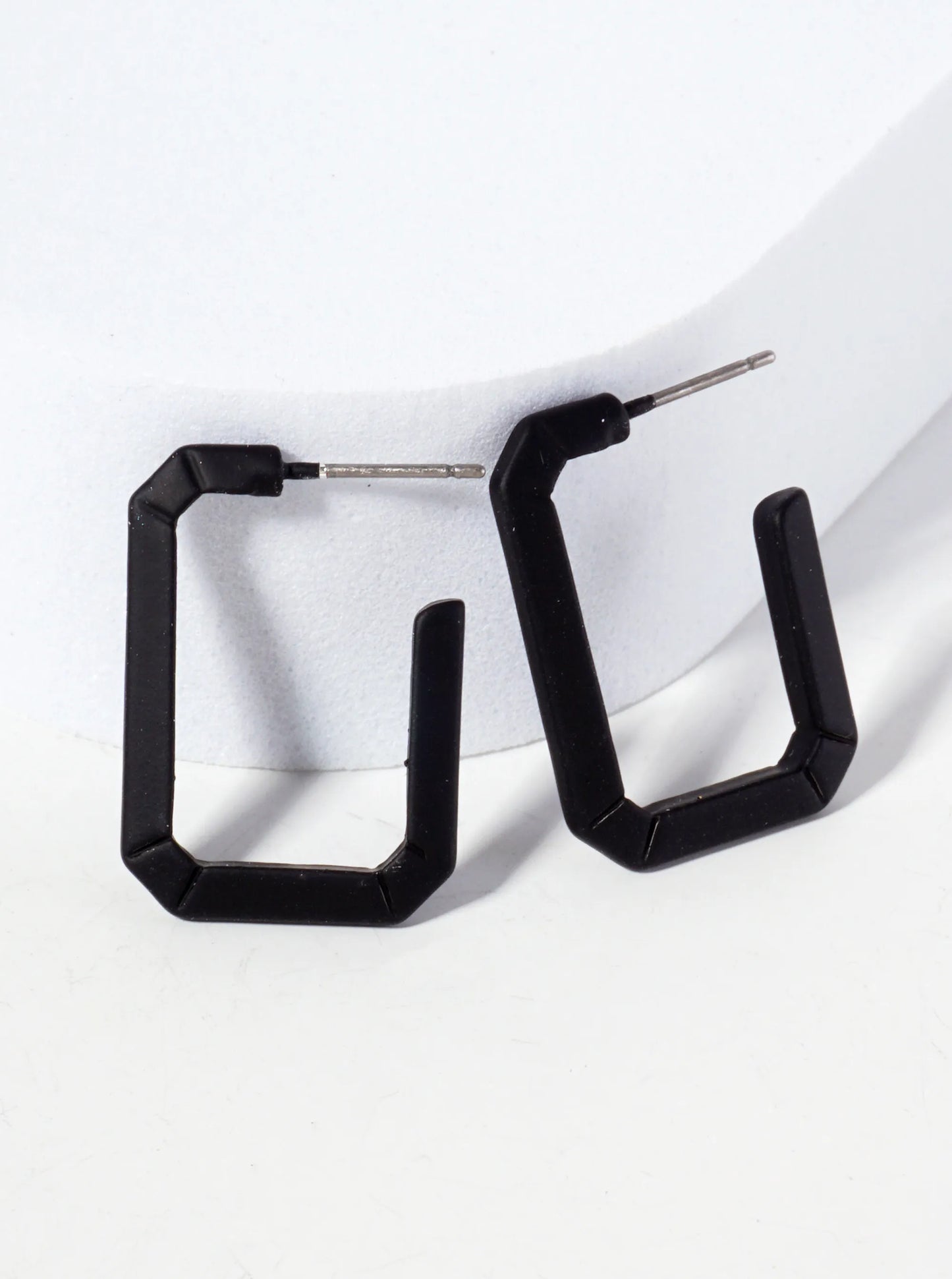 Rubber-Coated Geometric 25mm Elongated Octagon Hoop Earrings