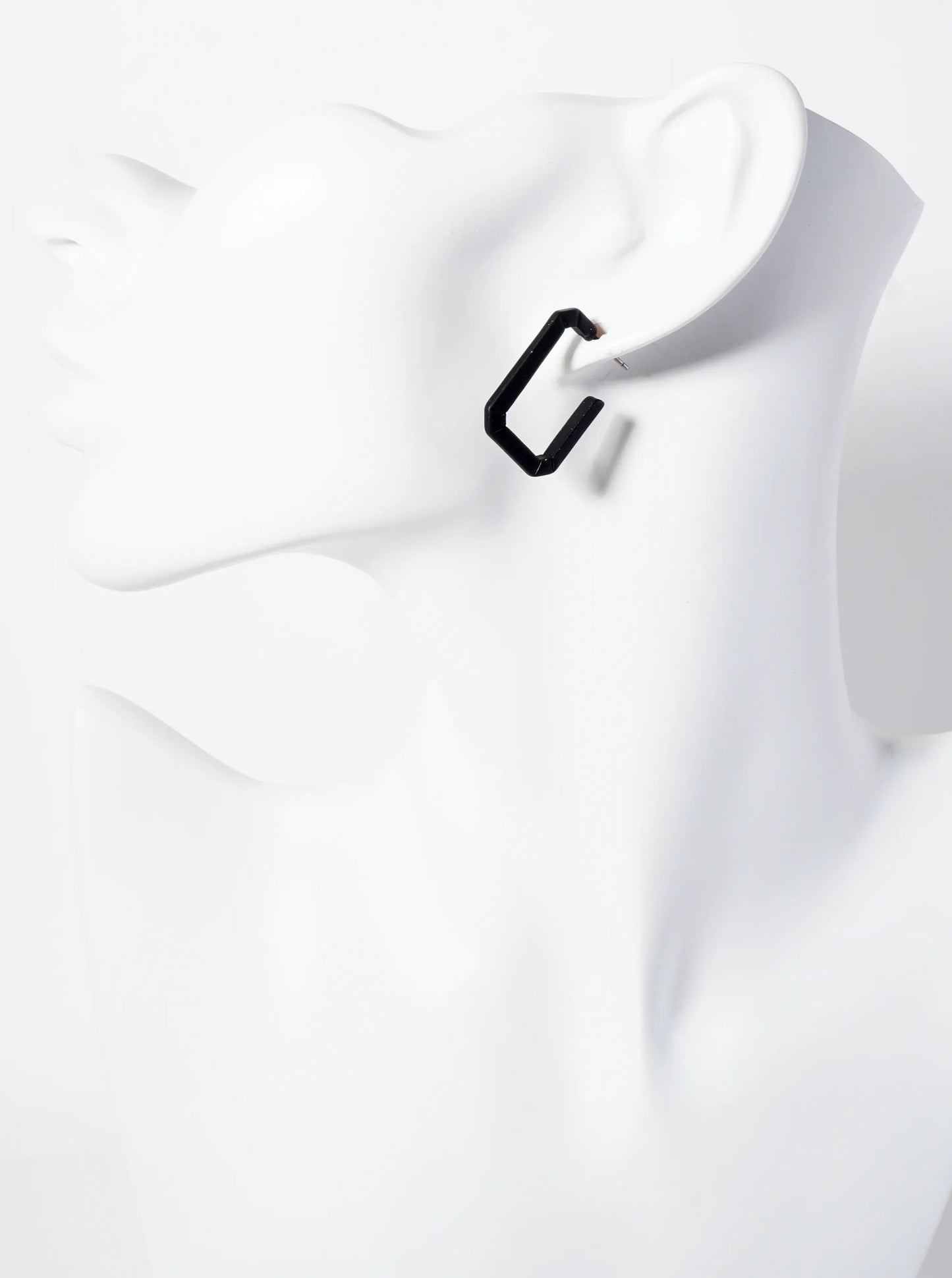 Rubber-Coated Geometric 25mm Elongated Octagon Hoop Earrings