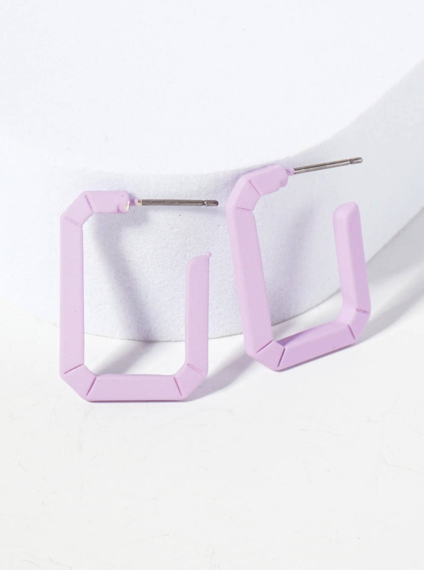 Rubber-Coated Geometric 25mm Elongated Octagon Hoop Earrings