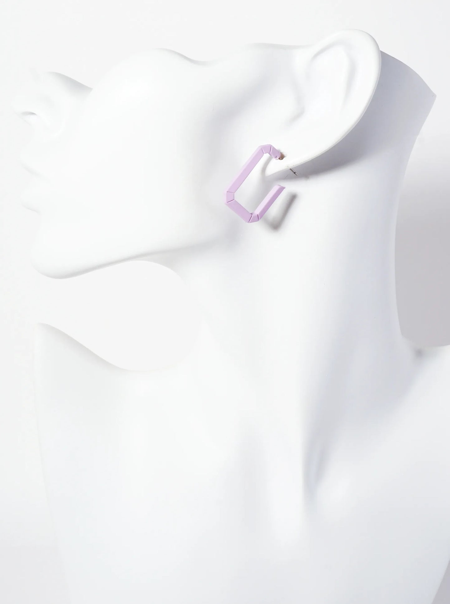 Rubber-Coated Geometric 25mm Elongated Octagon Hoop Earrings