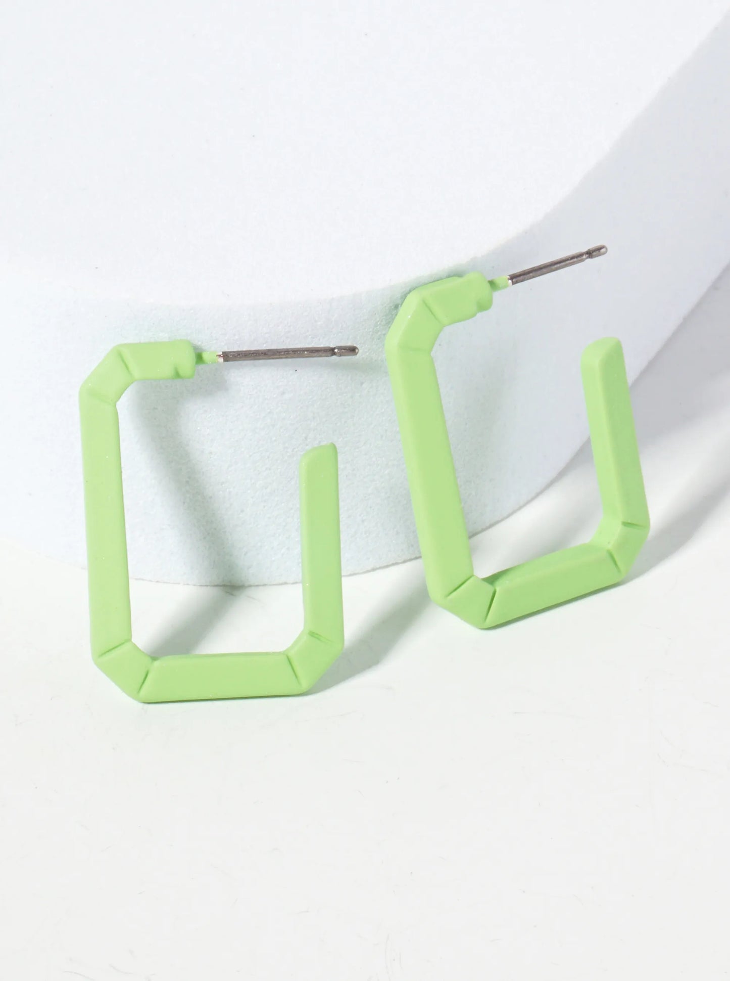 Rubber-Coated Geometric 25mm Elongated Octagon Hoop Earrings