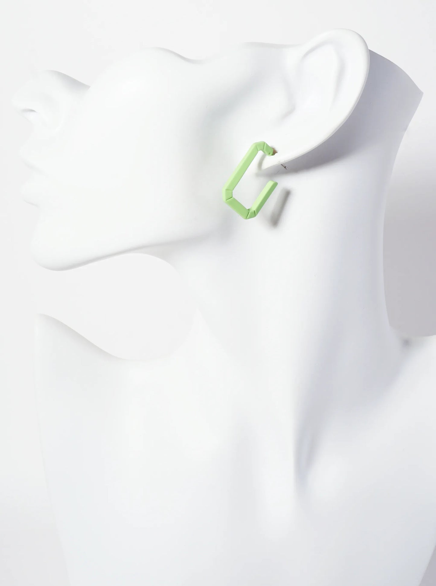 Rubber-Coated Geometric 25mm Elongated Octagon Hoop Earrings