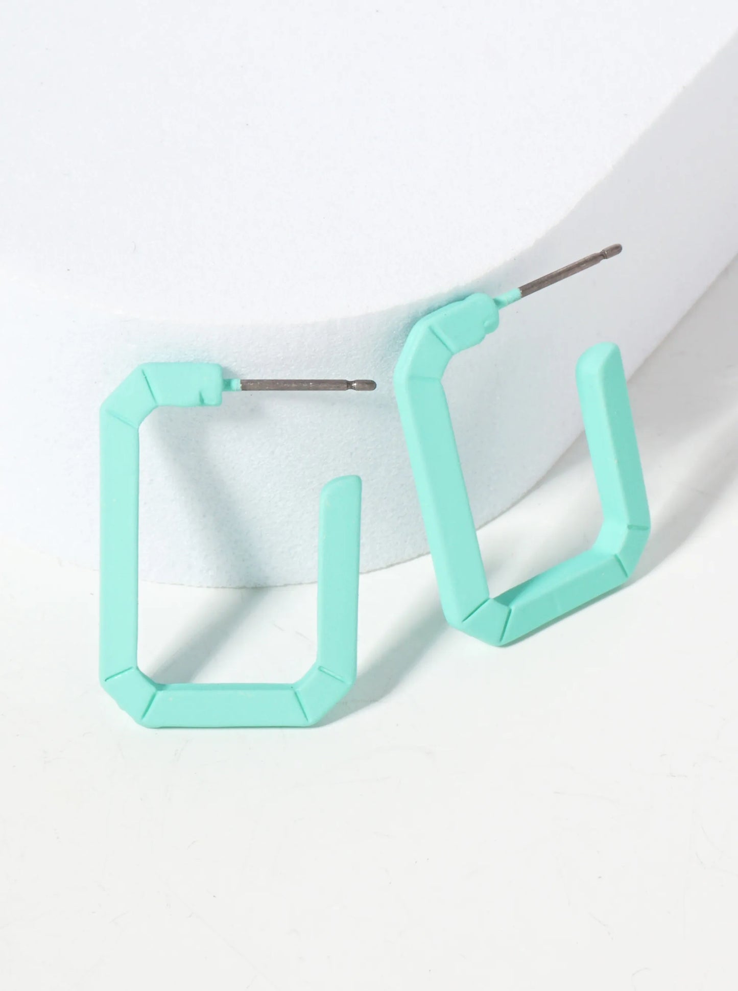 Rubber-Coated Geometric 25mm Elongated Octagon Hoop Earrings