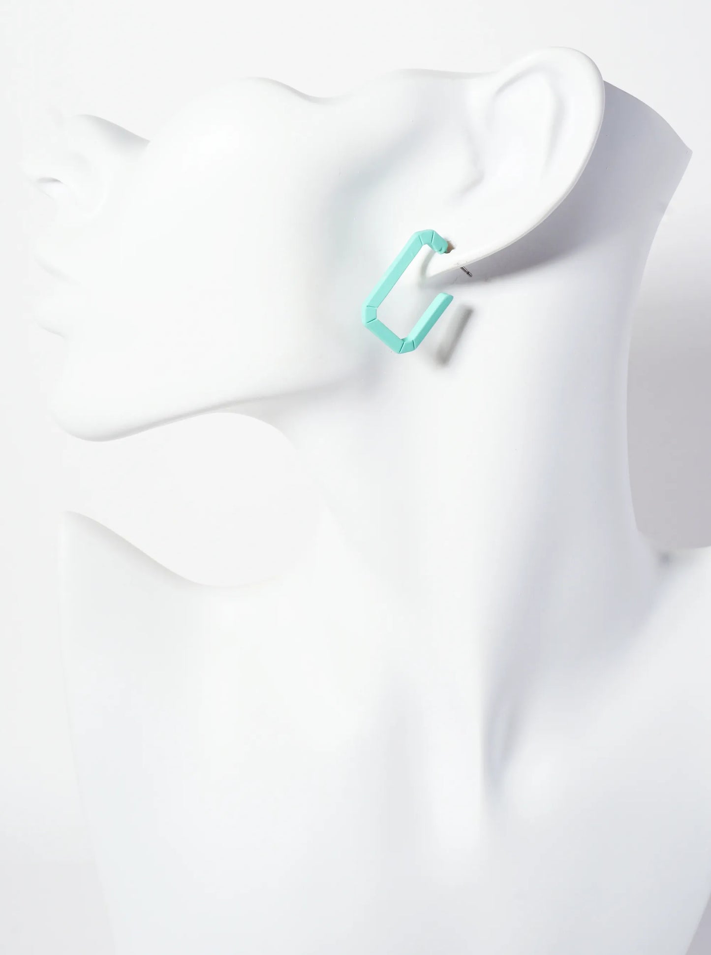 Rubber-Coated Geometric 25mm Elongated Octagon Hoop Earrings