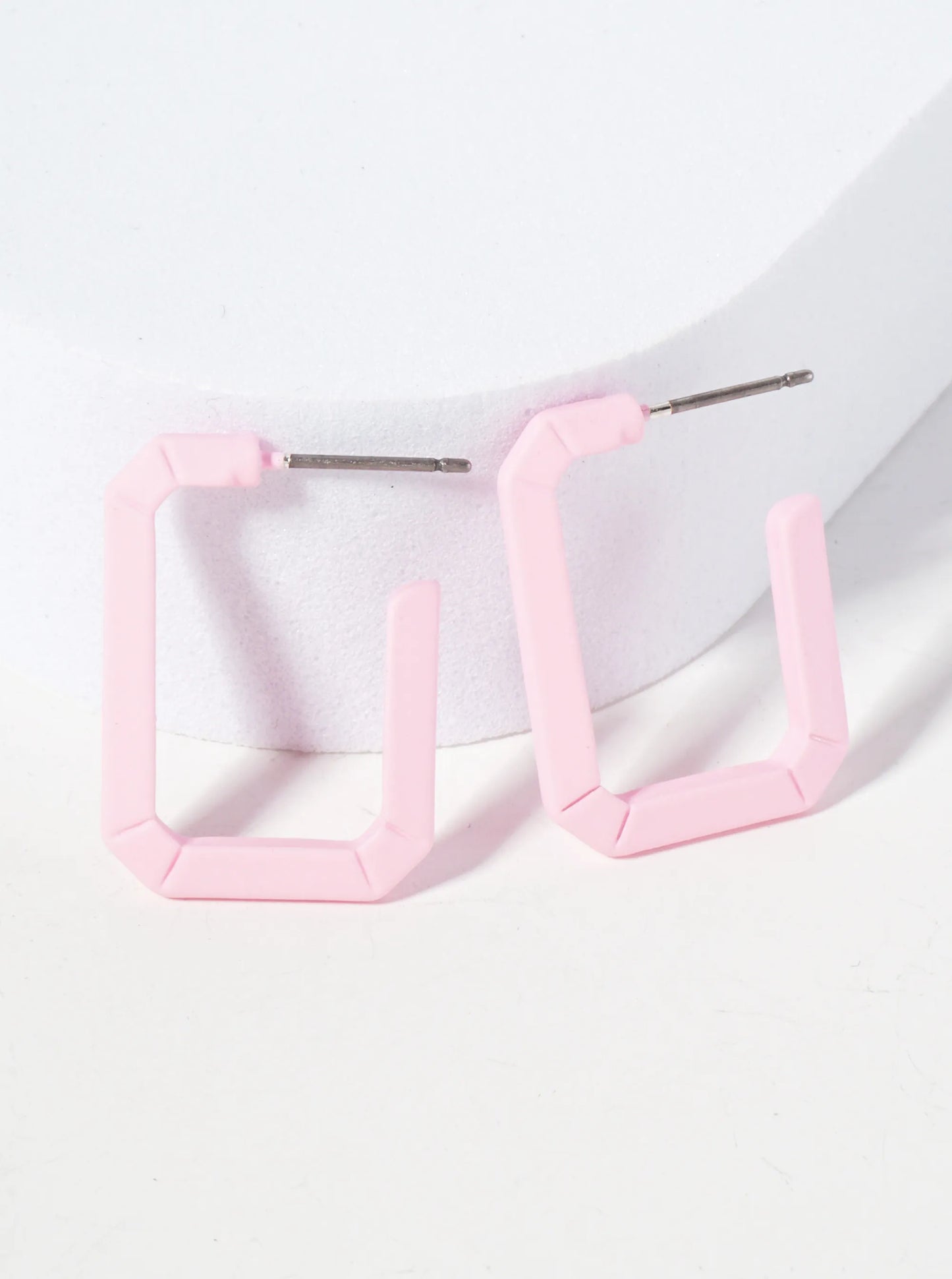 Rubber-Coated Geometric 25mm Elongated Octagon Hoop Earrings