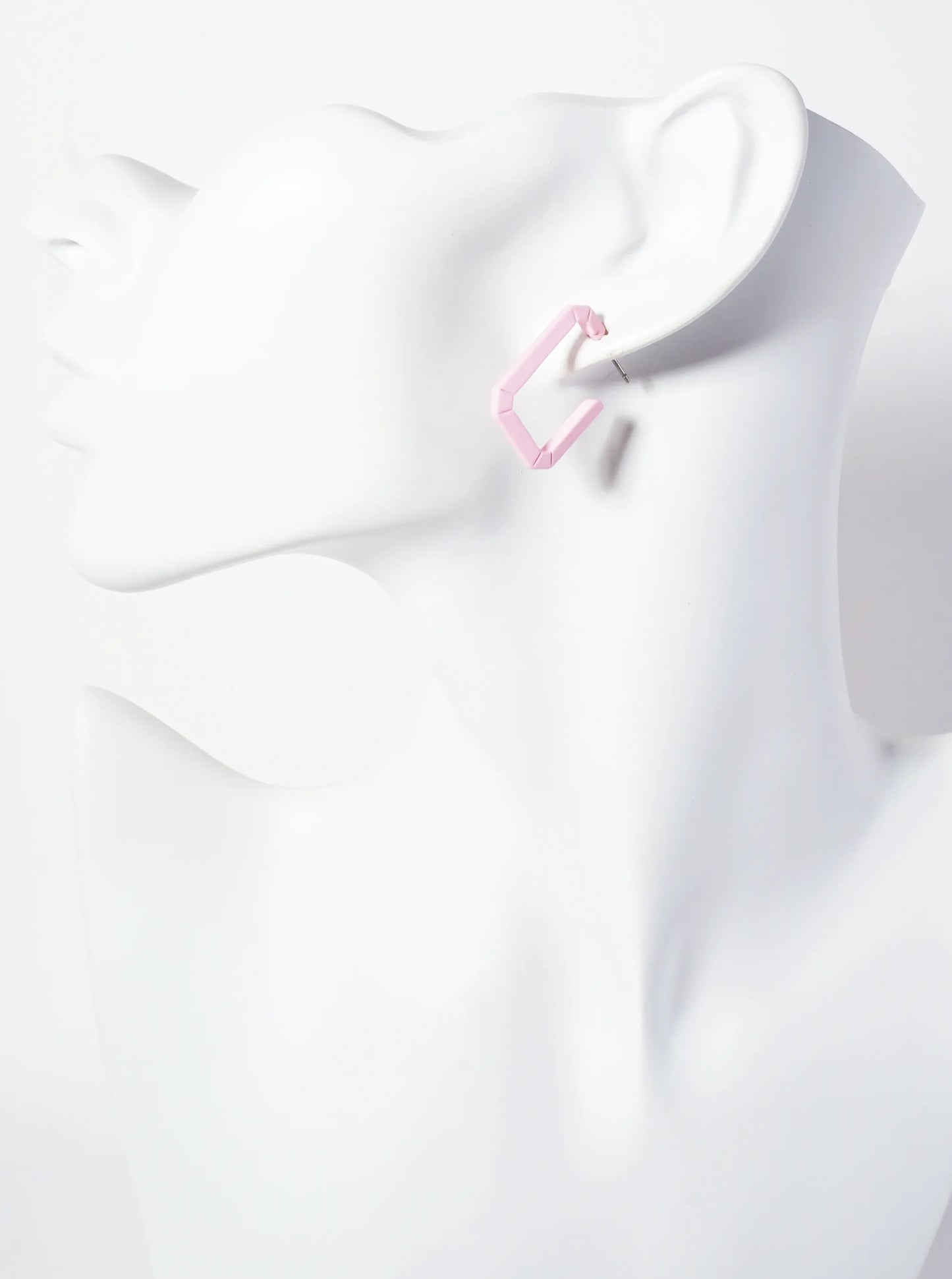 Rubber-Coated Geometric 25mm Elongated Octagon Hoop Earrings