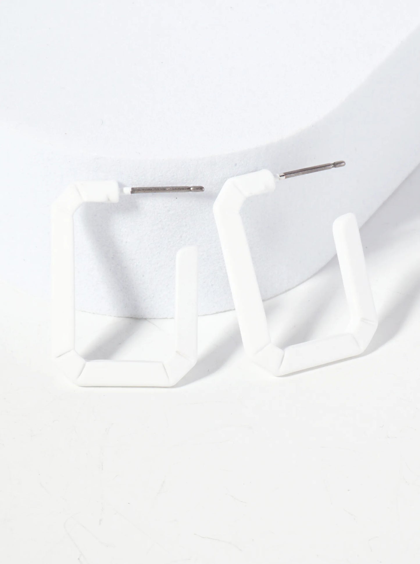 Rubber-Coated Geometric 25mm Elongated Octagon Hoop Earrings