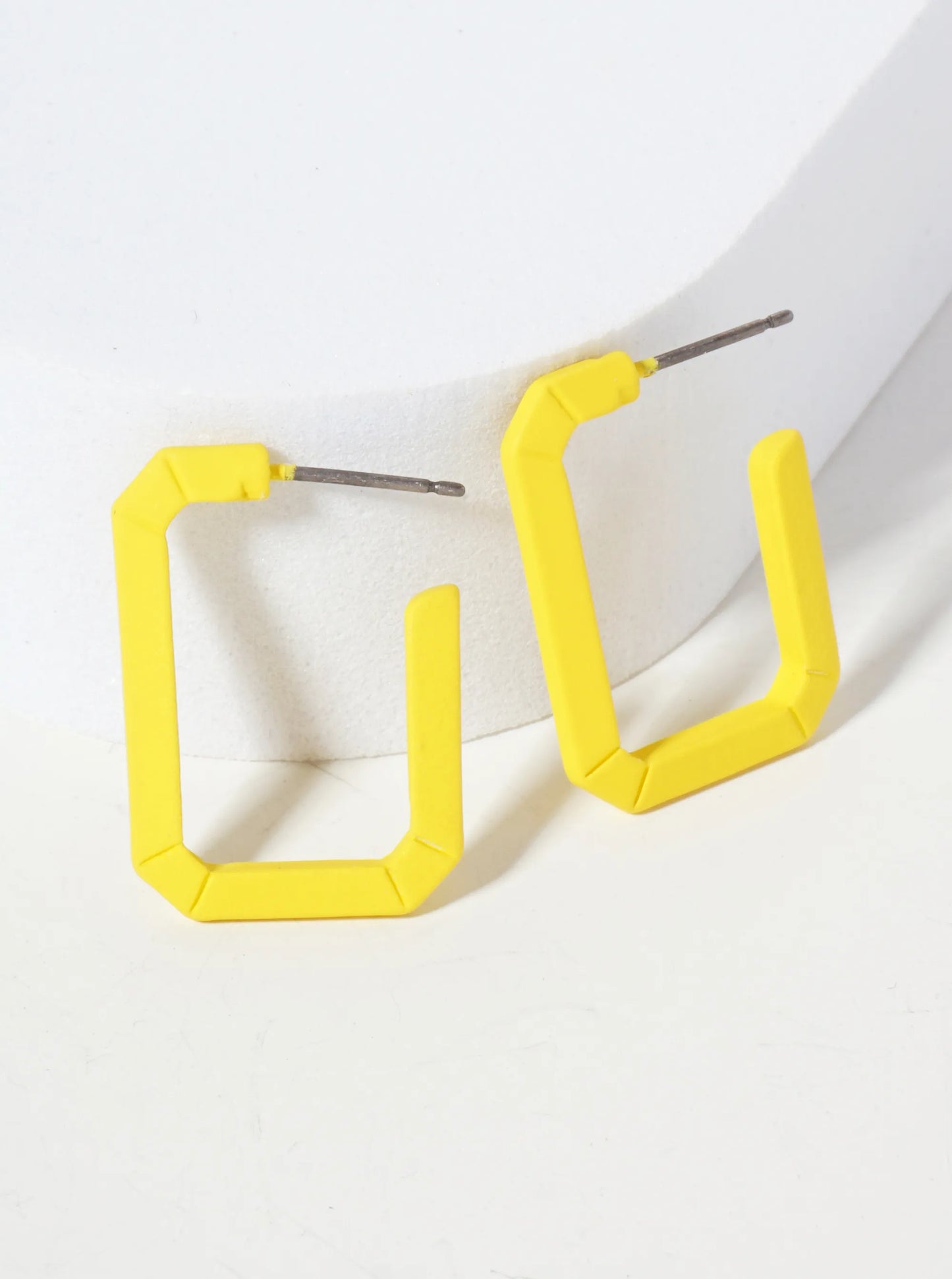 Rubber-Coated Geometric 25mm Elongated Octagon Hoop Earrings