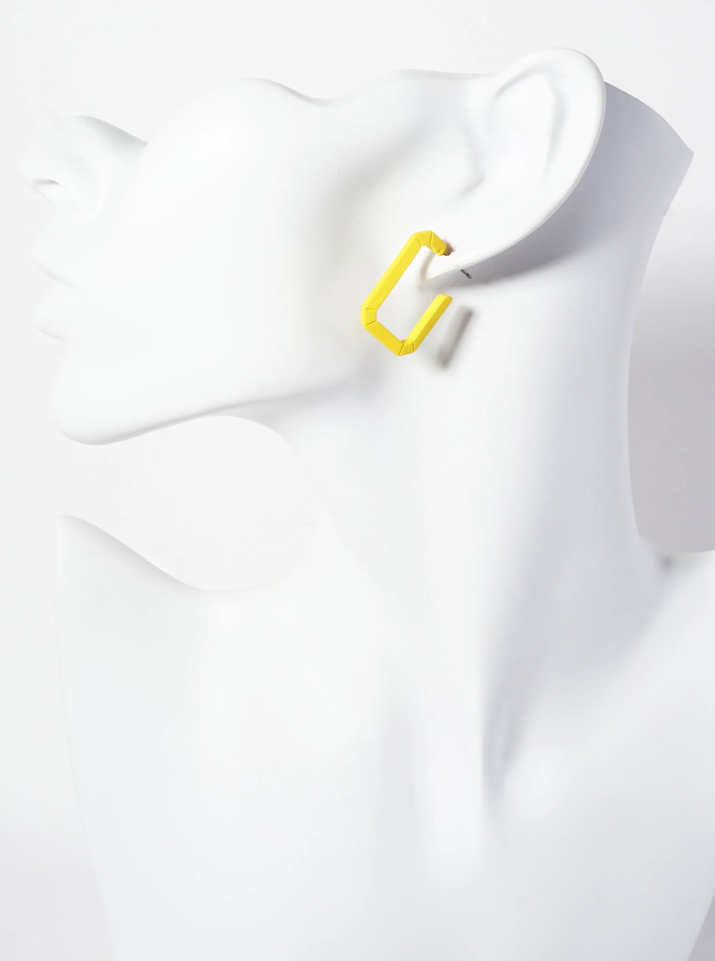 Rubber-Coated Geometric 25mm Elongated Octagon Hoop Earrings
