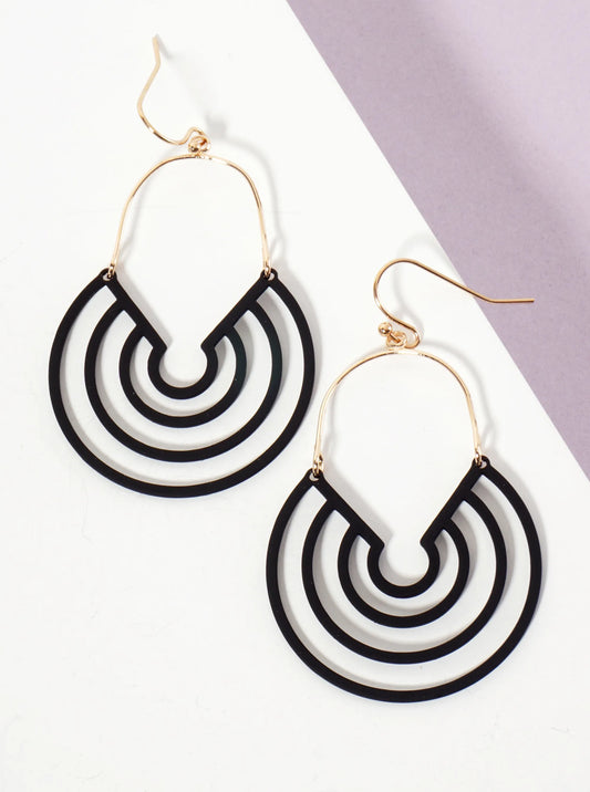 Rubber-Coated Geometric Multi-Circle Dangle Drop Earrings
