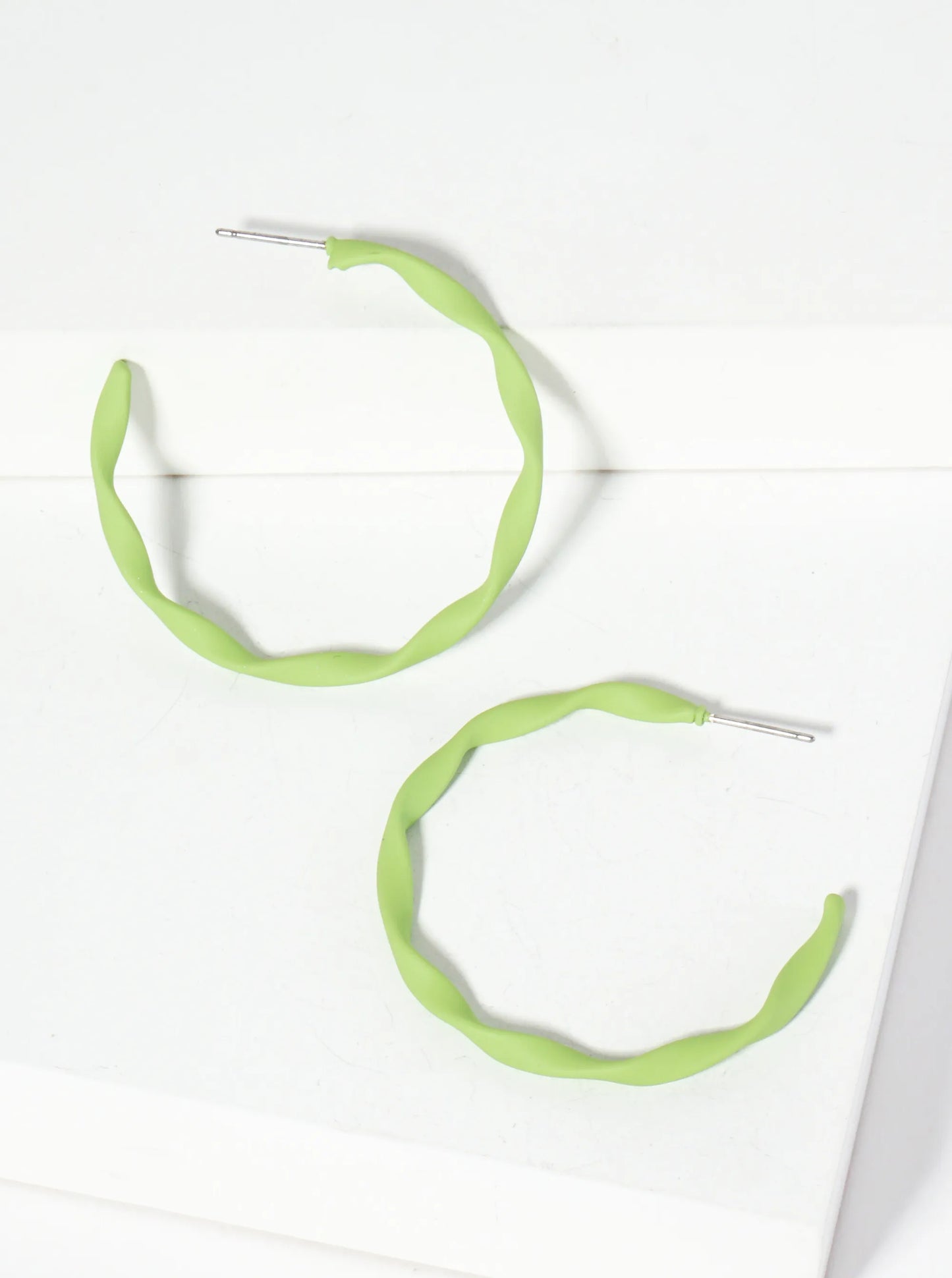 Rubber-Coated Twist 40mm Open Hoop Earrings