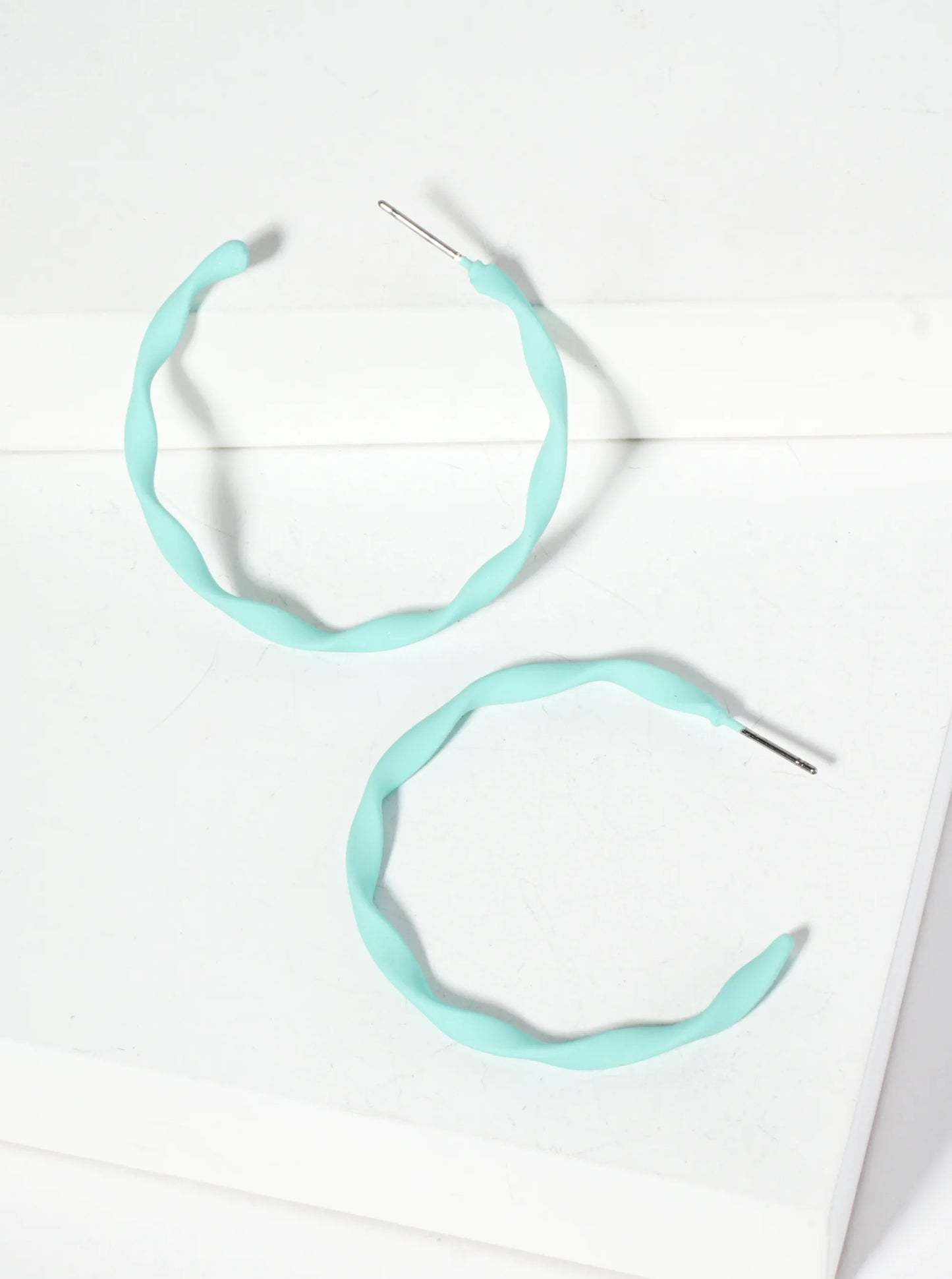 Rubber-Coated Twist 40mm Open Hoop Earrings