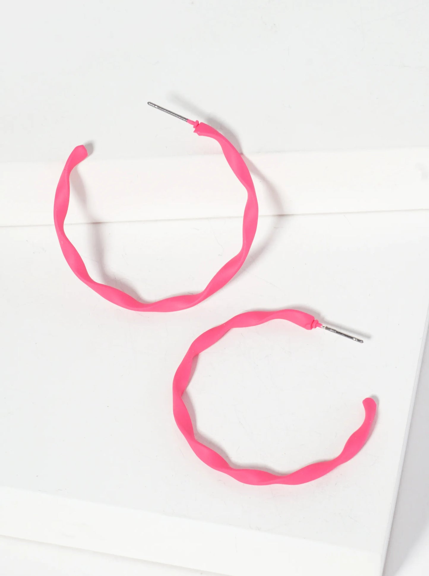 Rubber-Coated Twist 40mm Open Hoop Earrings