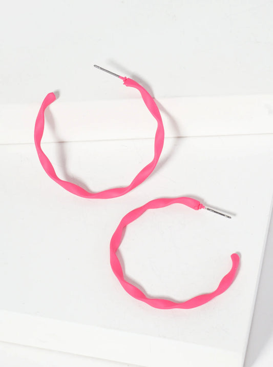 Rubber-Coated Twist 40mm Open Hoop Earrings