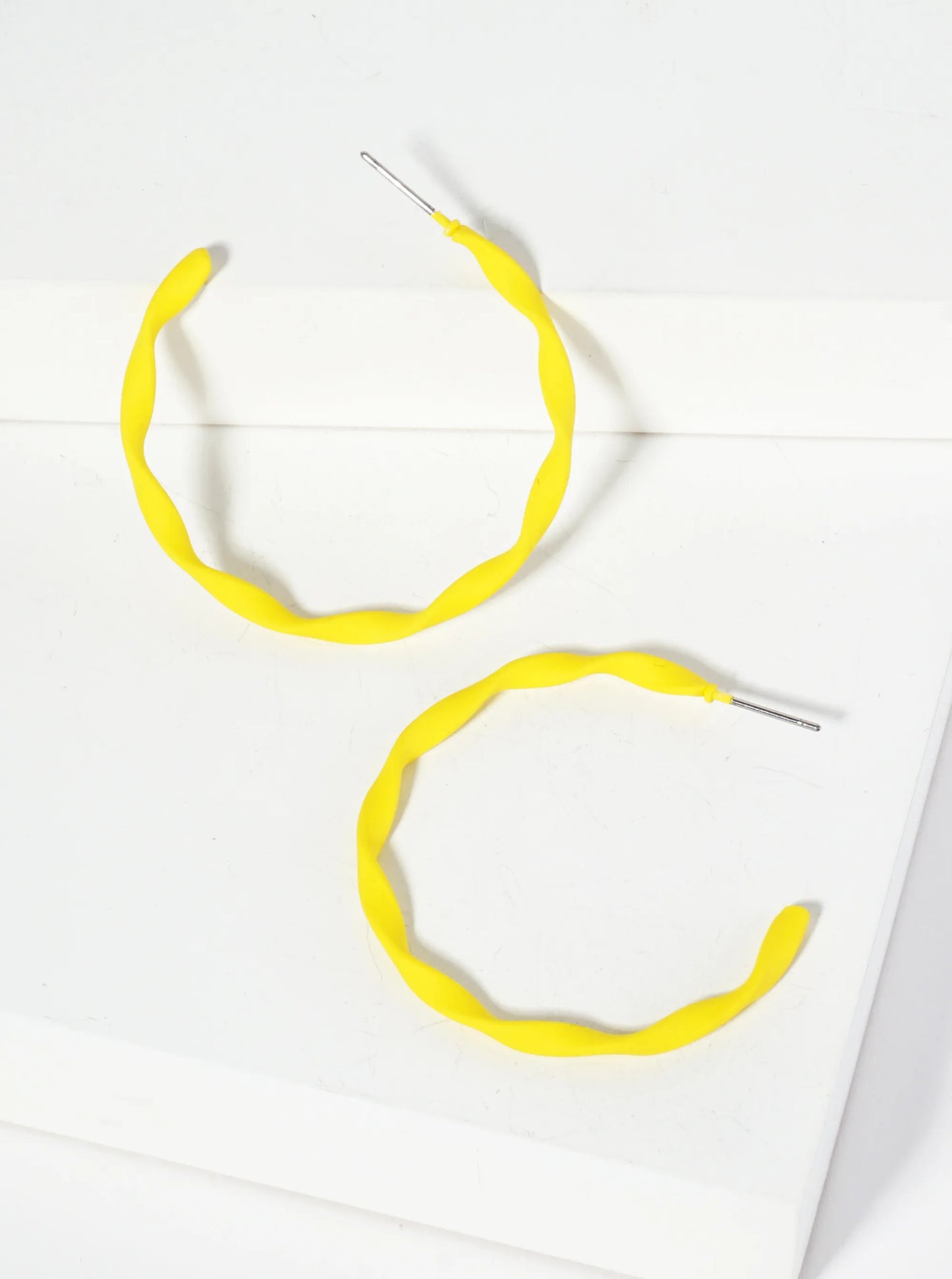Rubber-Coated Twist 40mm Open Hoop Earrings