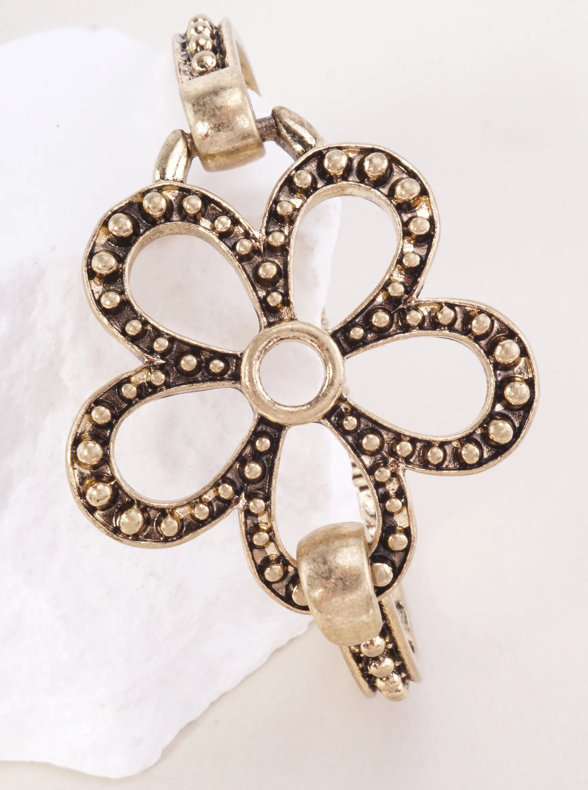 Western Flower Hook Closure Cuff Bracelet