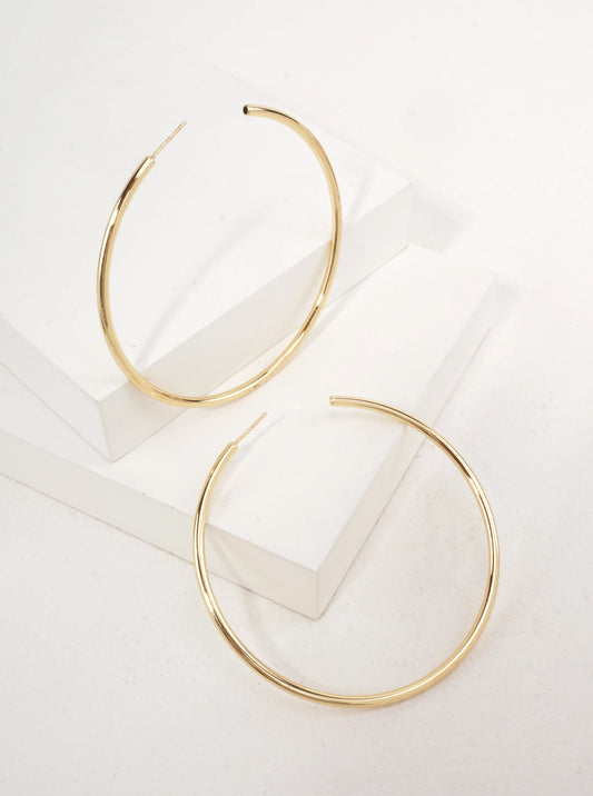 14K Gold-Dipped Classic Round Hoop Earrings 2.80in