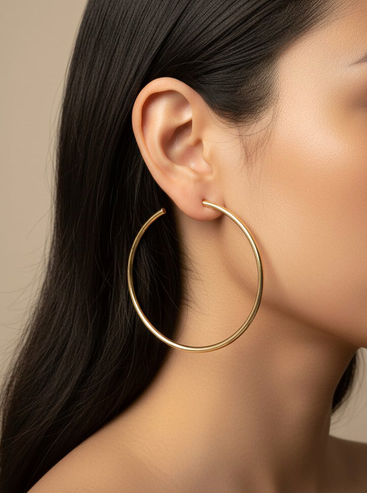 14K Gold-Dipped Classic Round Hoop Earrings 2.80in