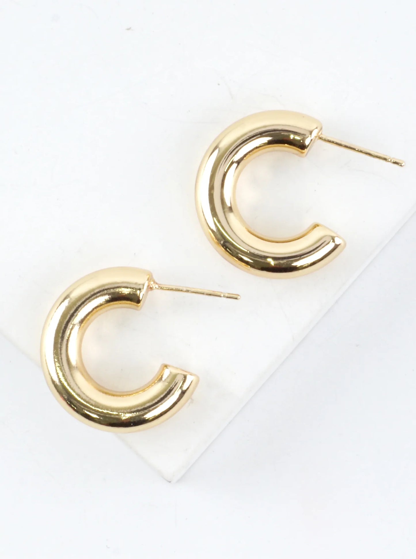 Small Chunky Geometric Round Hoop Earrings