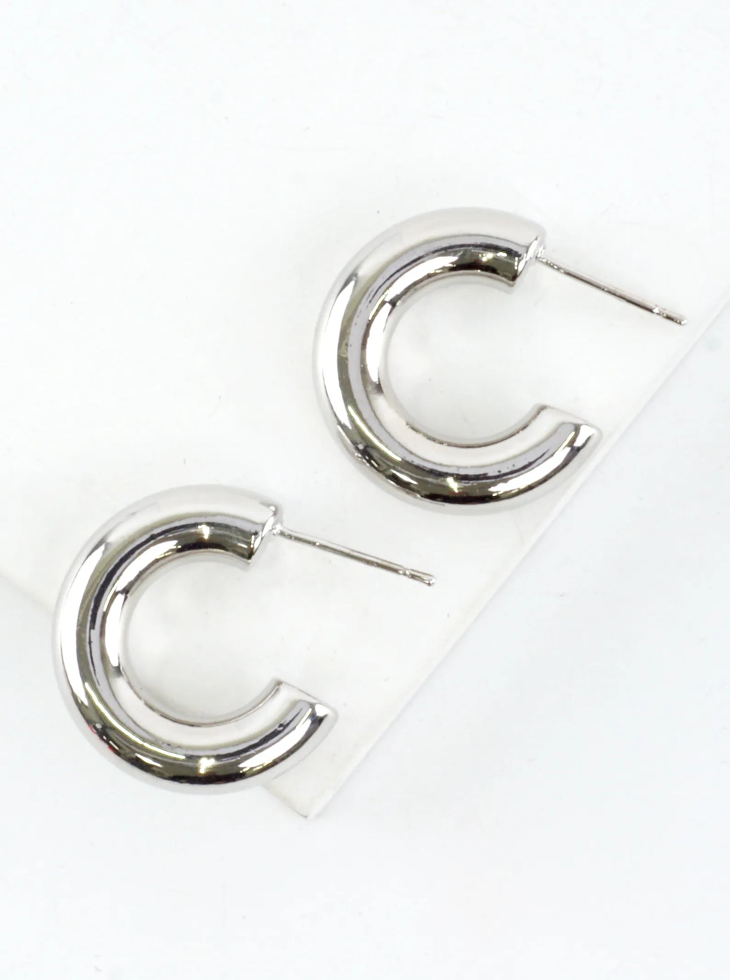 Small Chunky Geometric Round Hoop Earrings