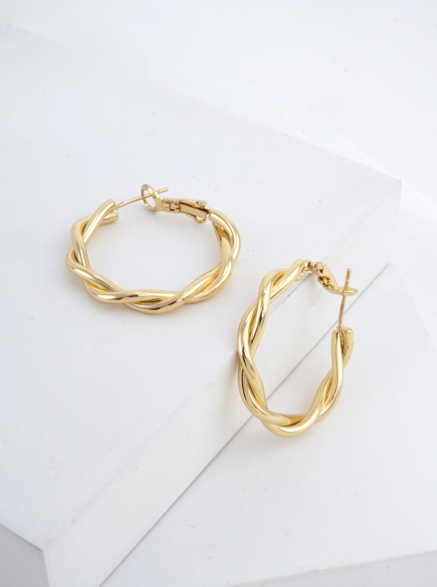 14K Gold-Dipped Twisted Hoop Earrings