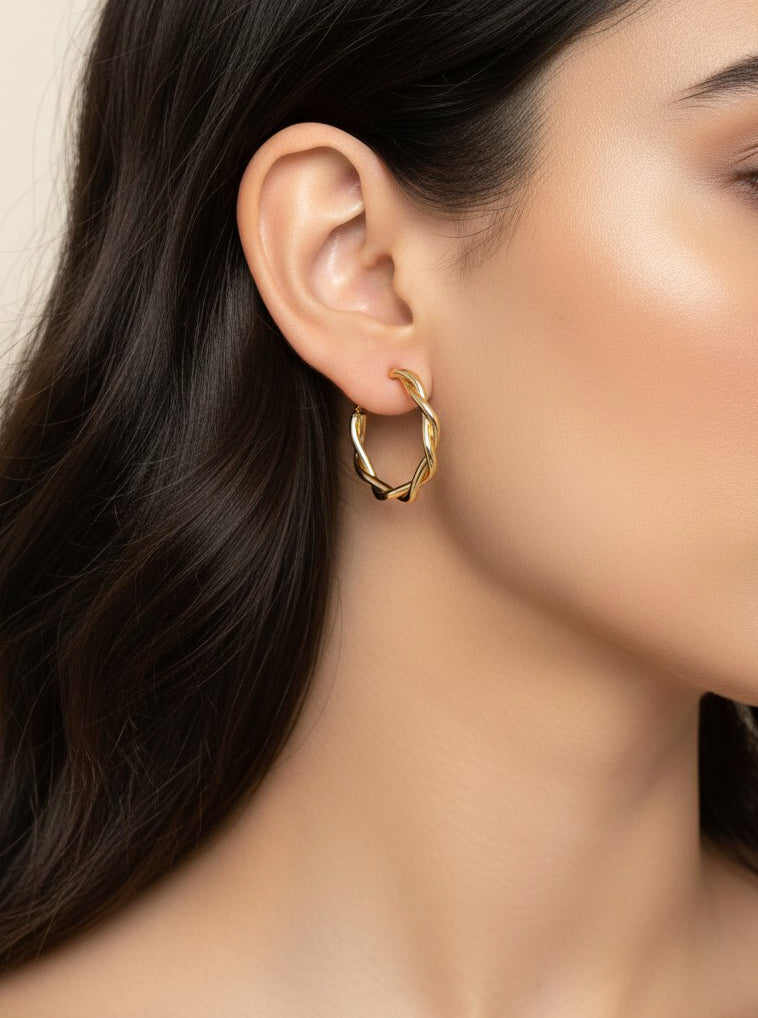 14K Gold-Dipped Twisted Hoop Earrings