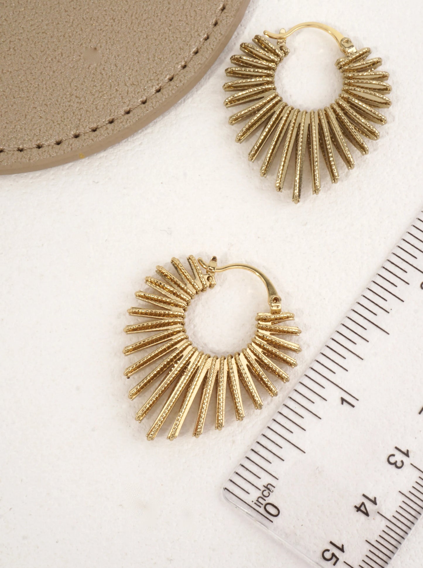 14K Gold-Dipped Sunburst Hoop Earrings