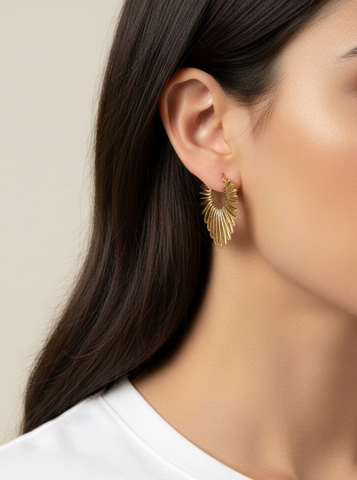 14K Gold-Dipped Sunburst Hoop Earrings