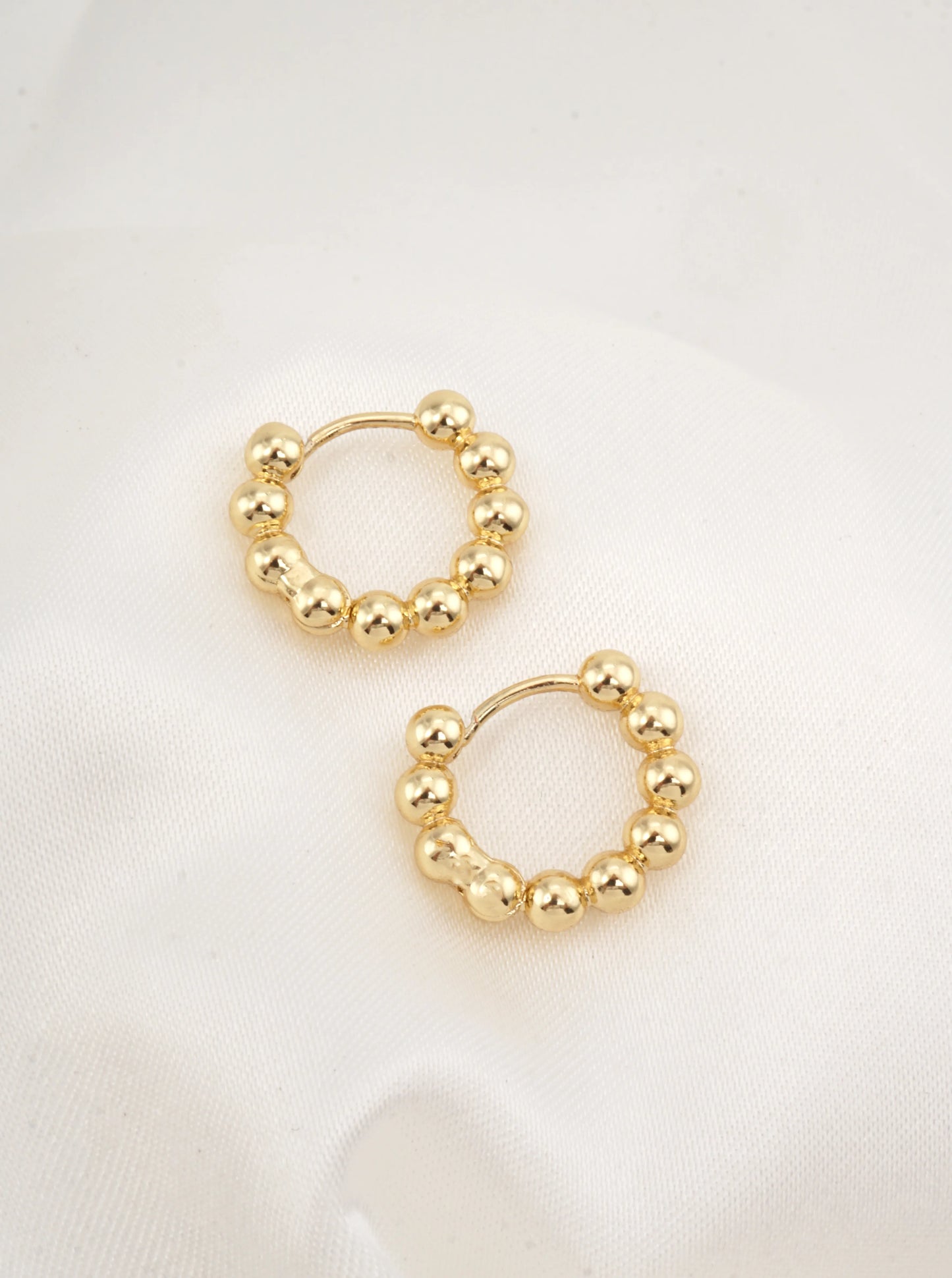 14K Gold-Dipped Beaded Hoop Earrings