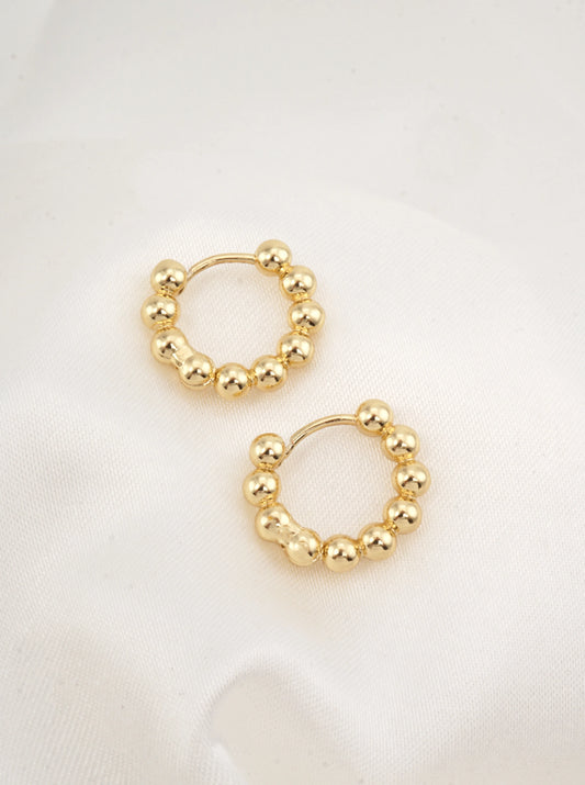 14K Gold-Dipped Beaded Hoop Earrings
