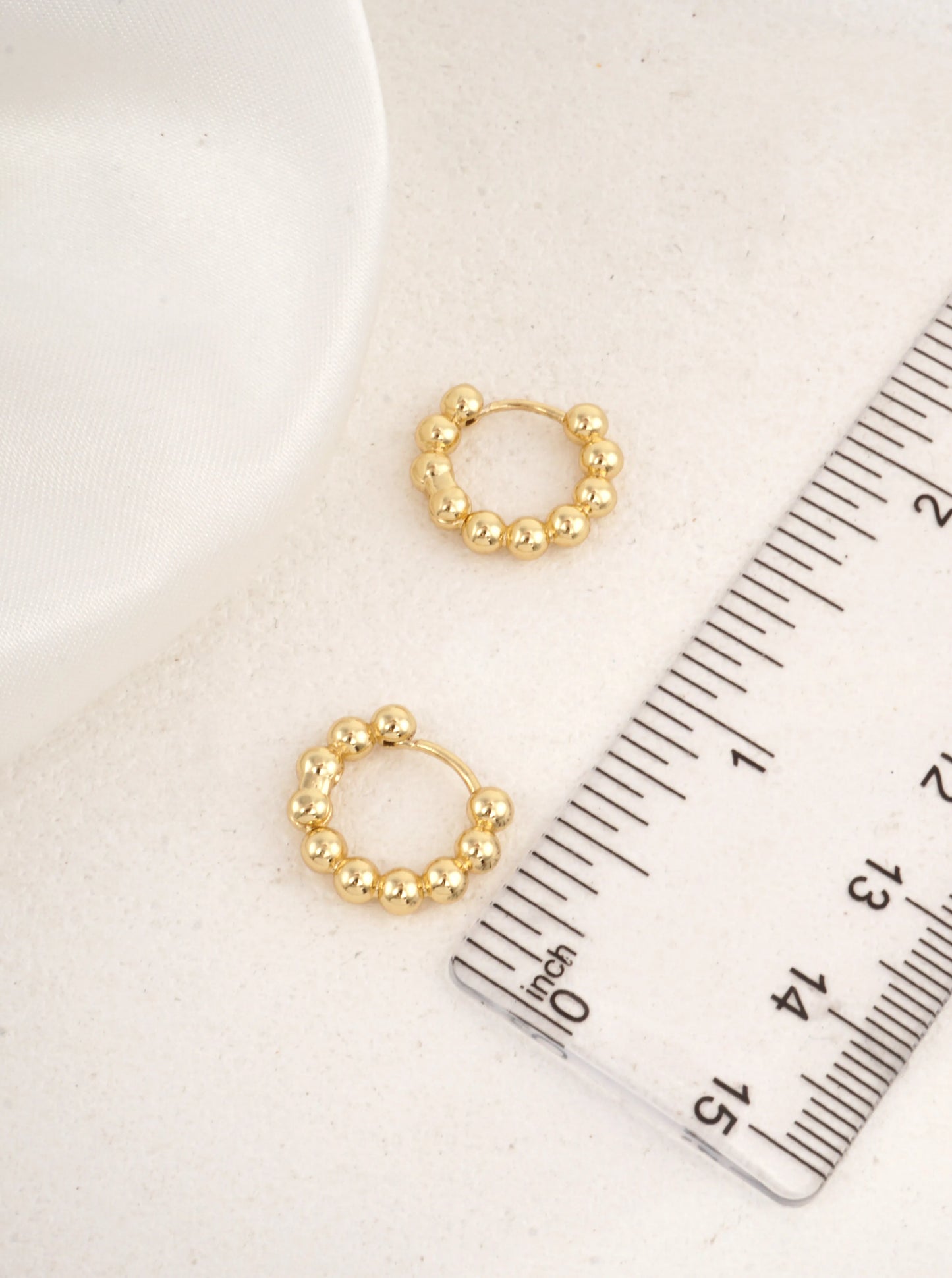 14K Gold-Dipped Beaded Hoop Earrings