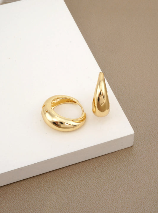 14K Gold-Dipped Chunky Teardrop Huggie Earrings