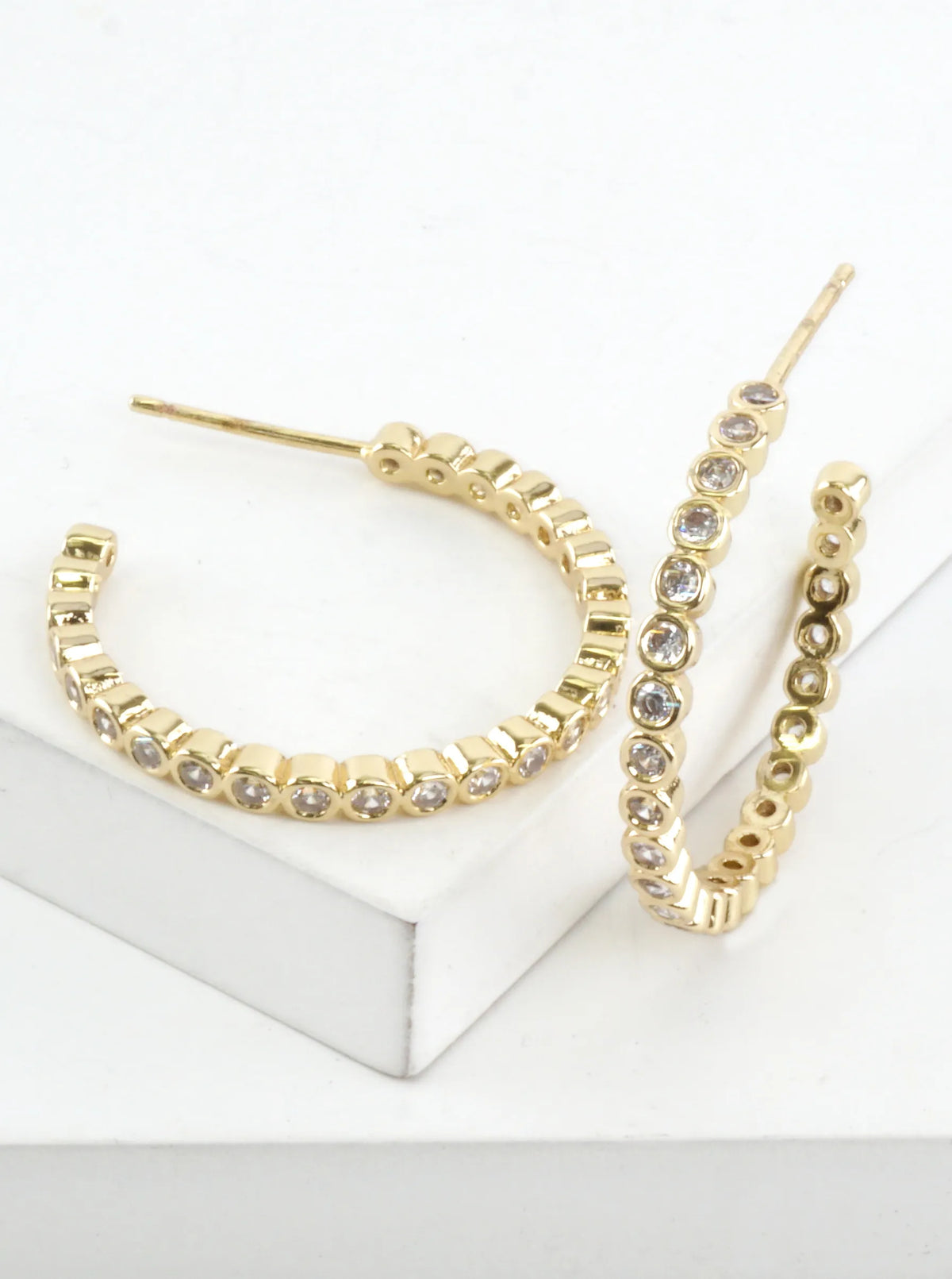 Round Pave Cubic Zirconia Hoop Earrings