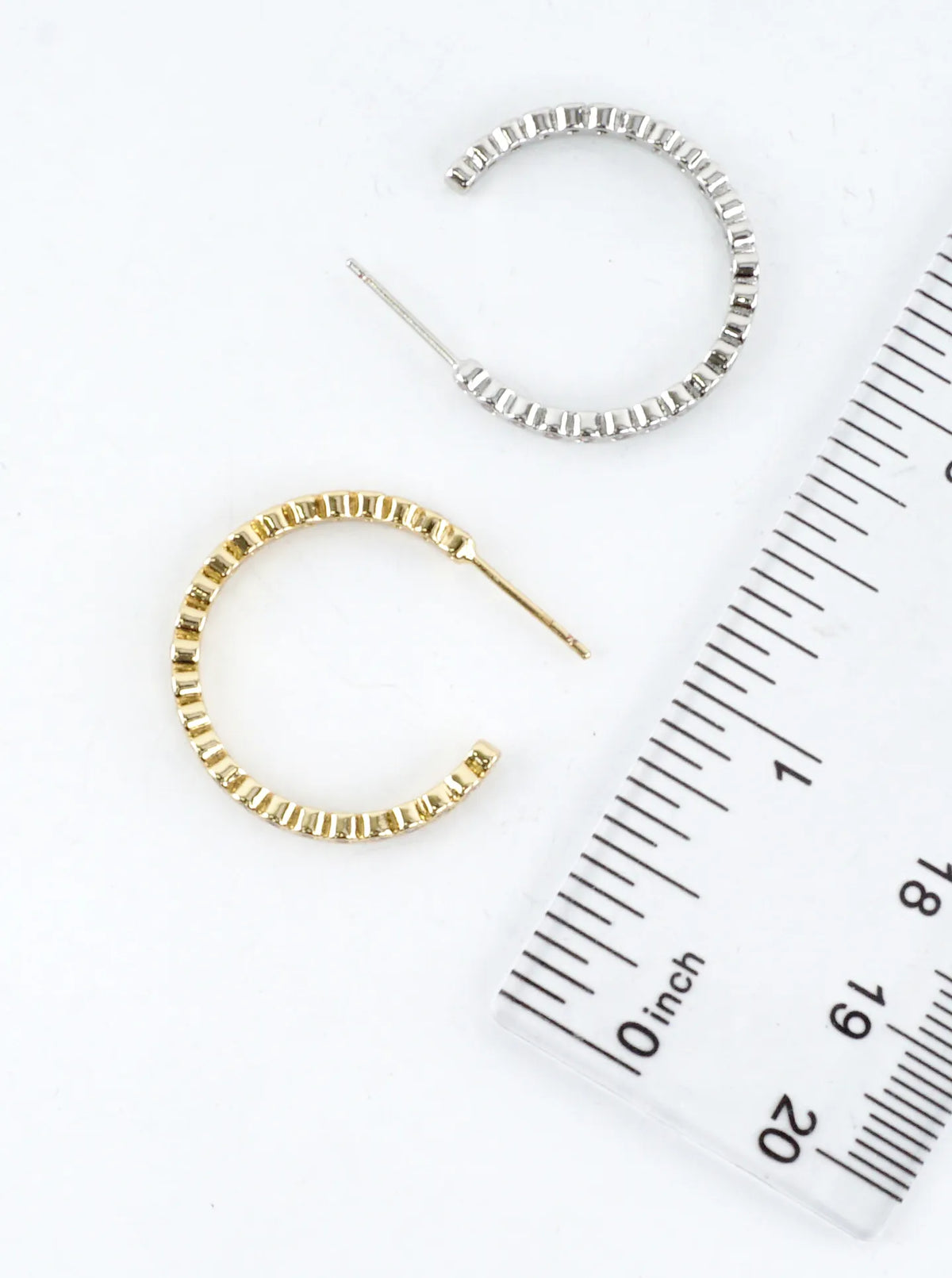 Round Pave Cubic Zirconia Hoop Earrings