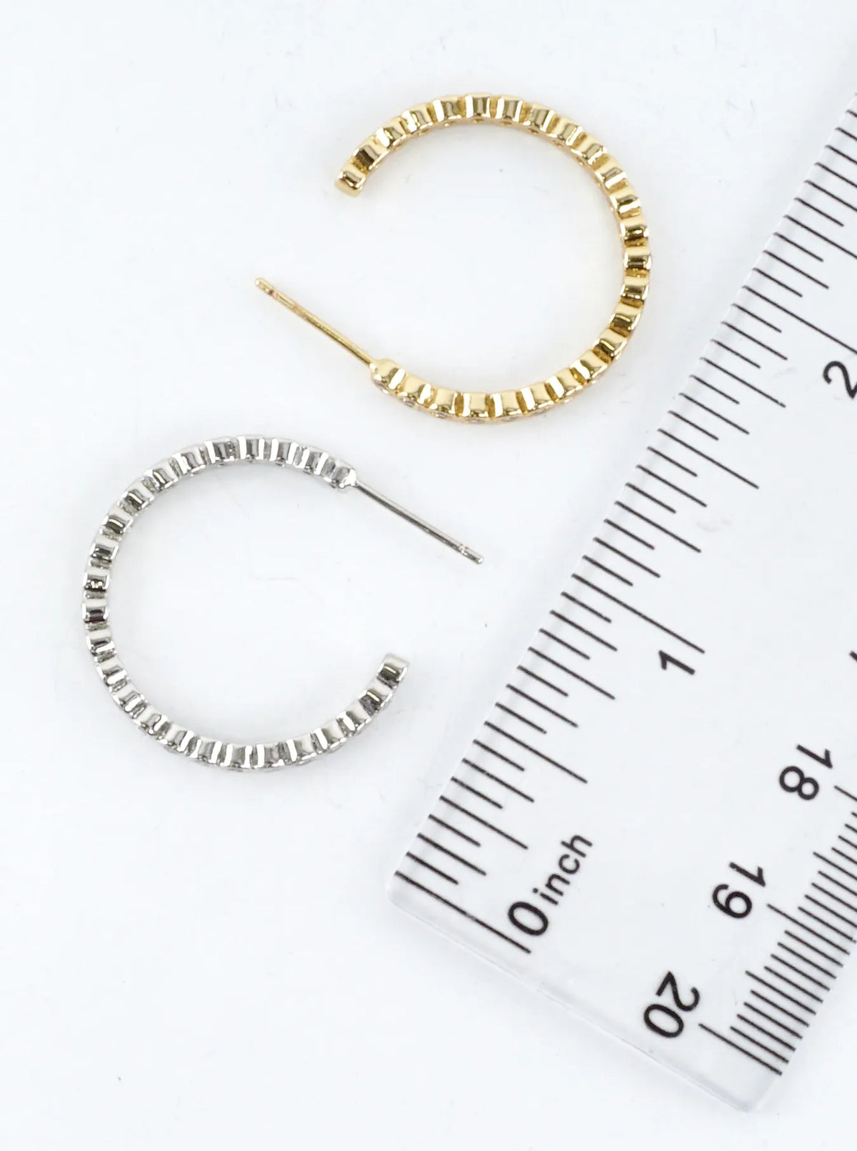 Round Pave Cubic Zirconia Hoop Earrings
