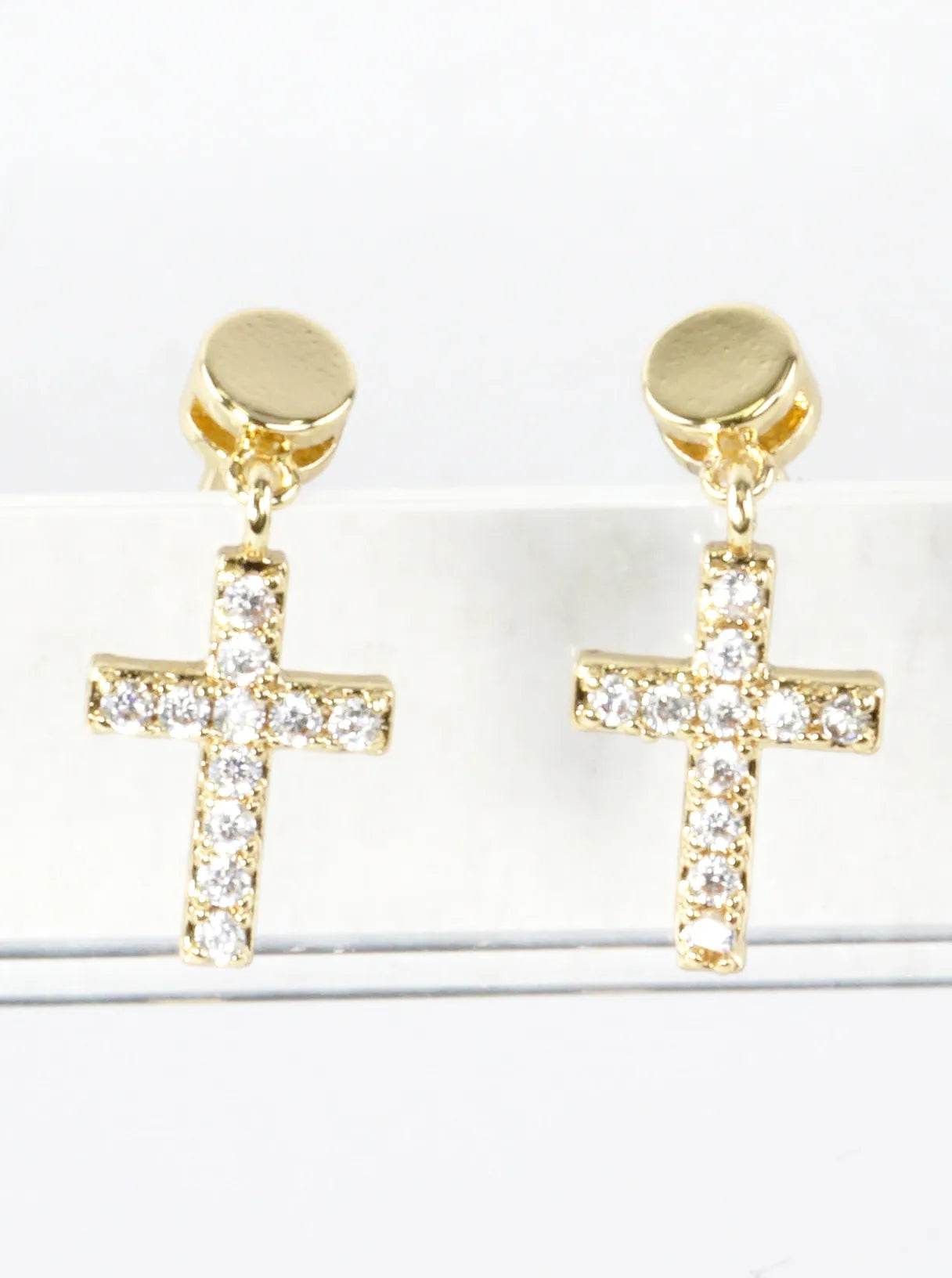 Cubic Zirconia Cross Drop Earrings