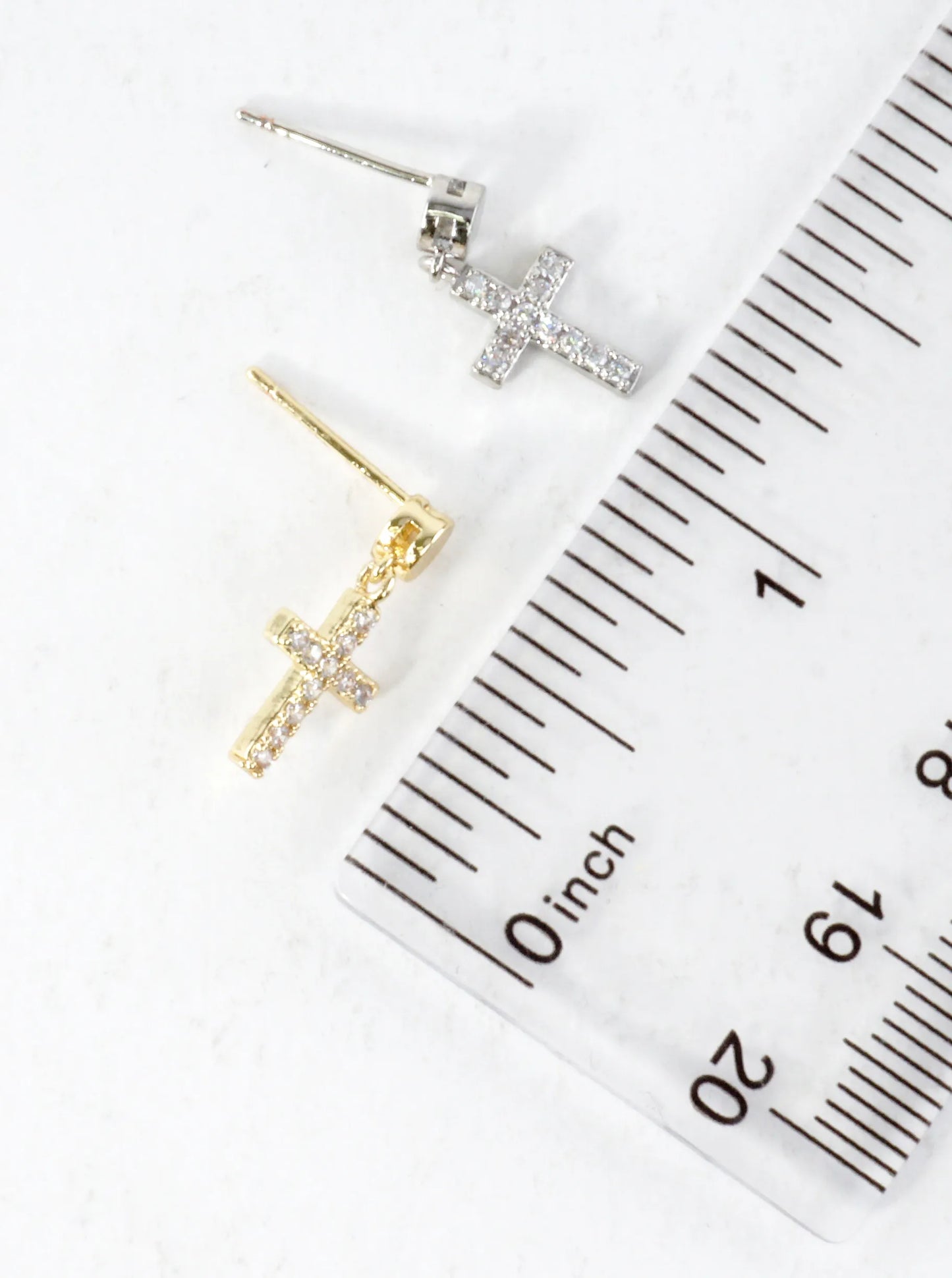 Cubic Zirconia Cross Drop Earrings