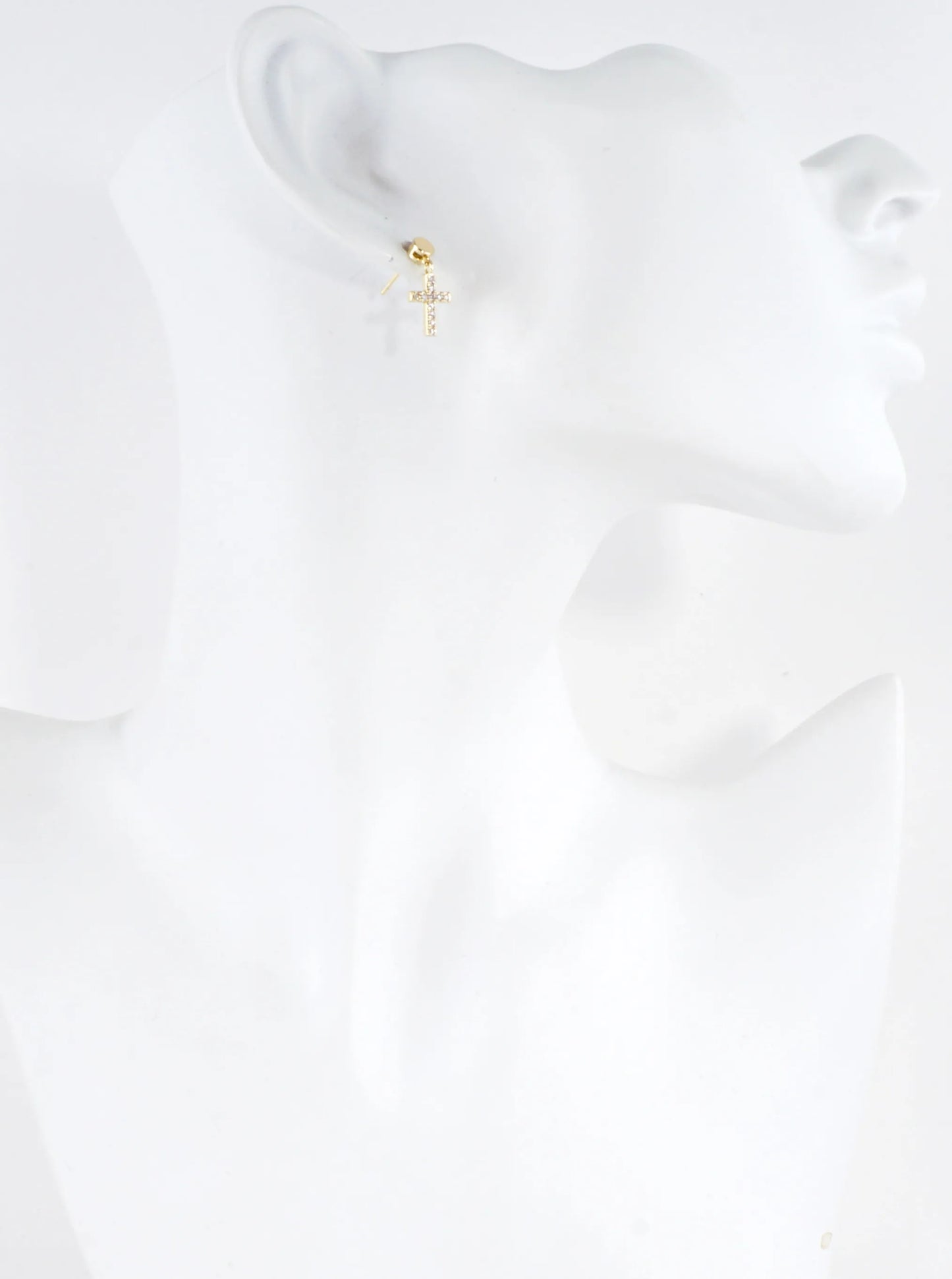 Cubic Zirconia Cross Drop Earrings