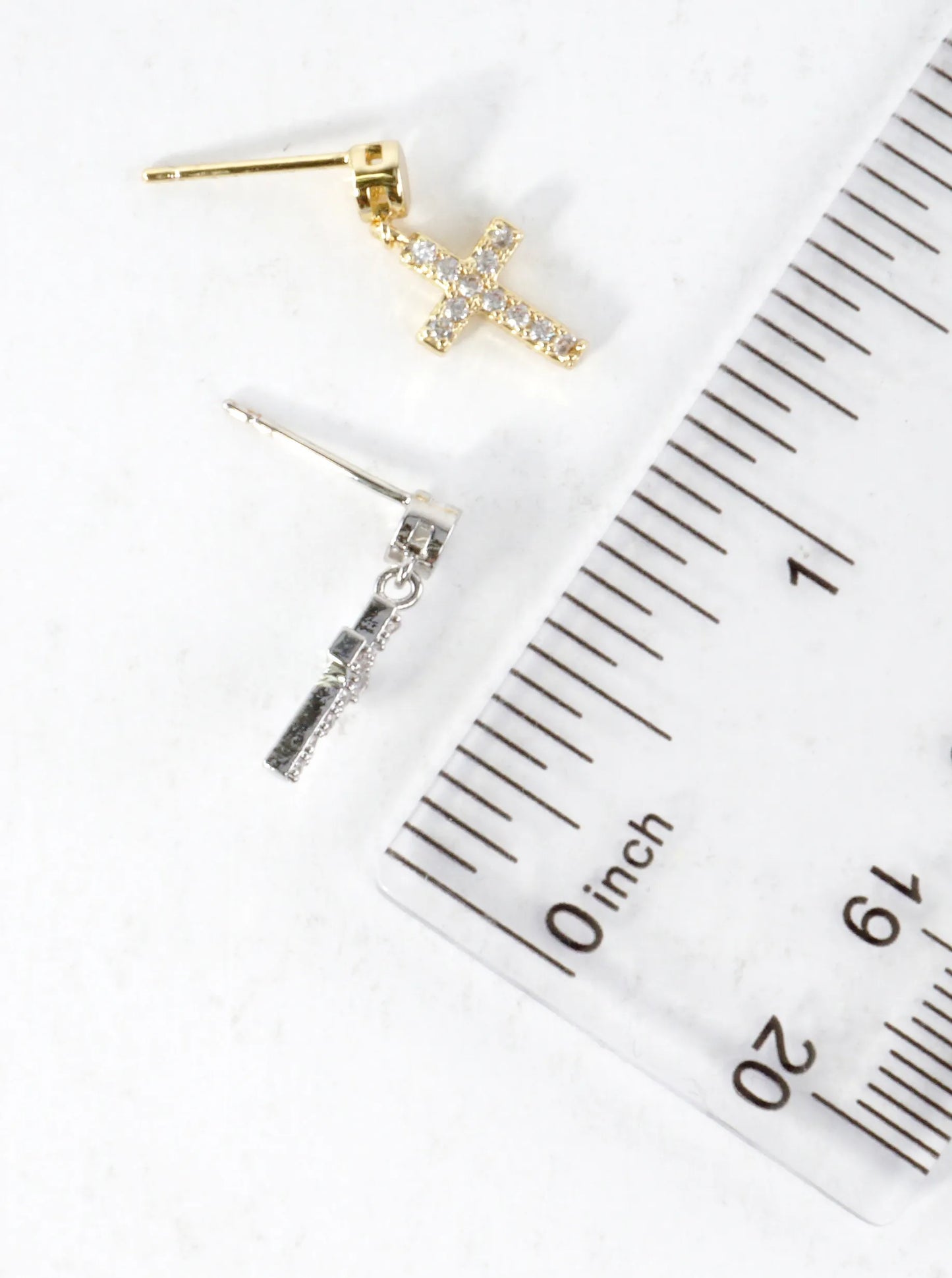 Cubic Zirconia Cross Drop Earrings