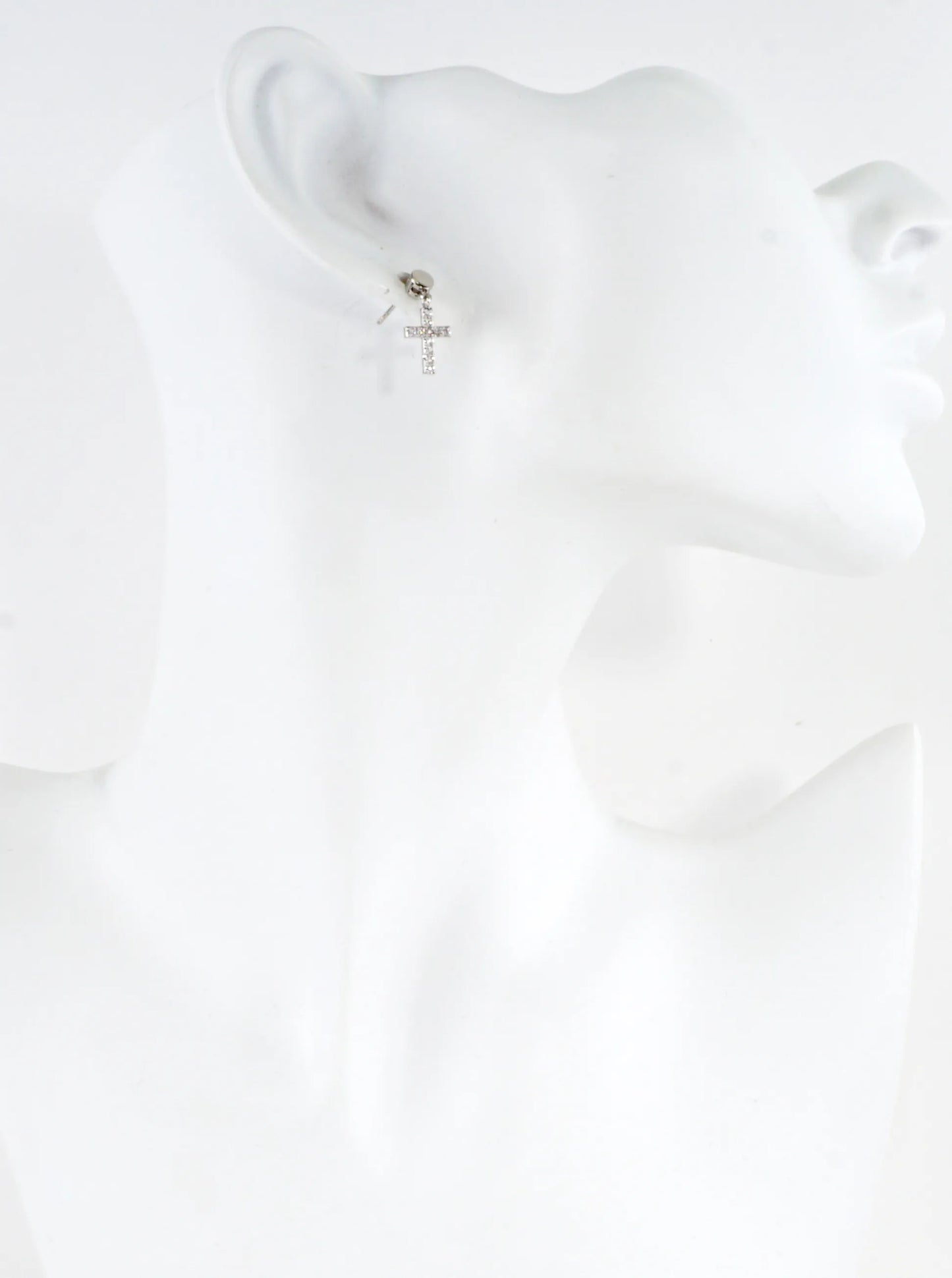 Cubic Zirconia Cross Drop Earrings