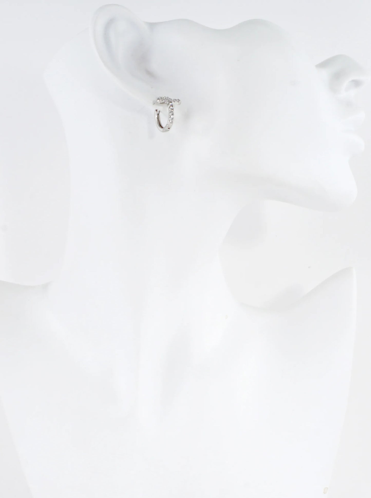Cross Pave Huggie Hoop Earrings