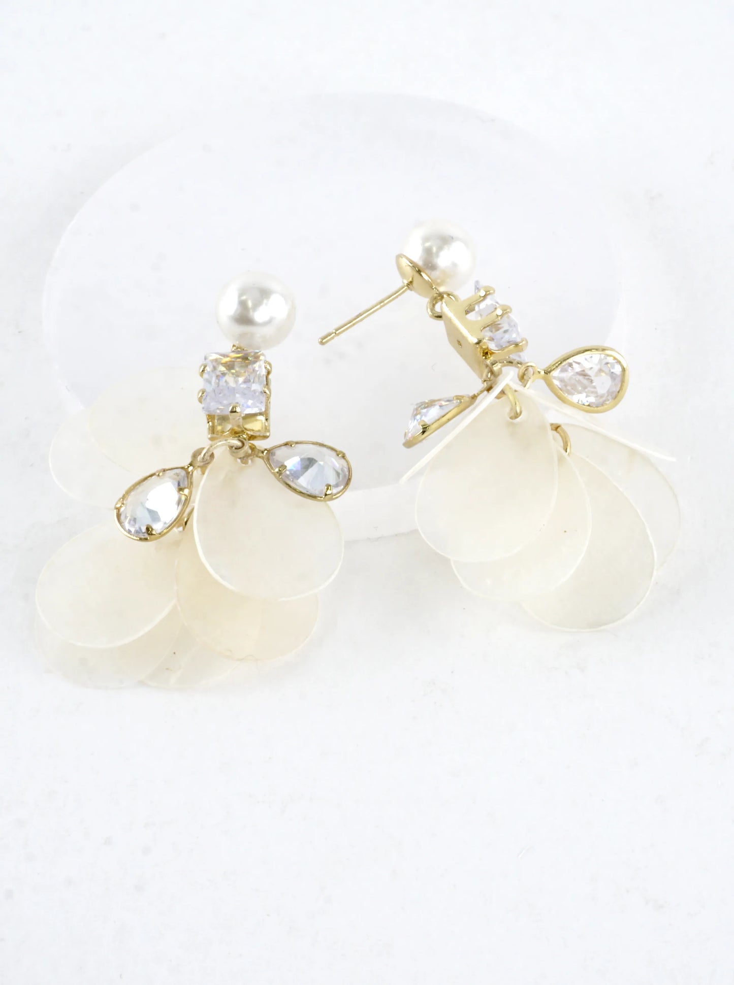 Paperthin MOP Cluster Pearl CZ Drop Earrings