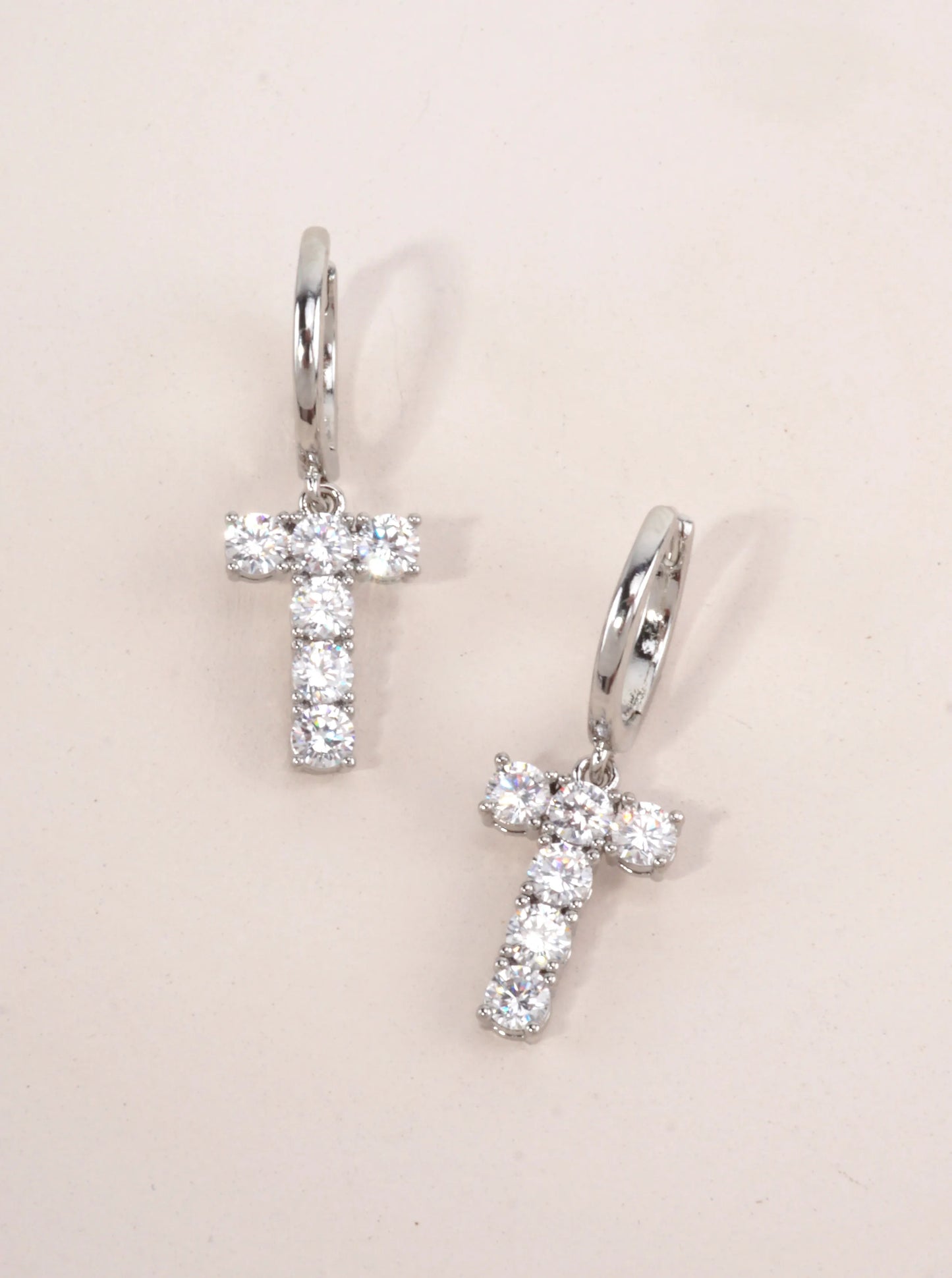 T Letter Dangle Huggie Earrings