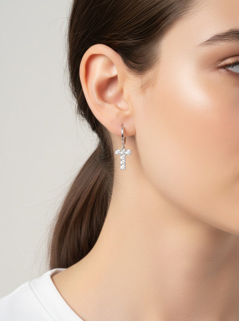 T Letter Dangle Huggie Earrings