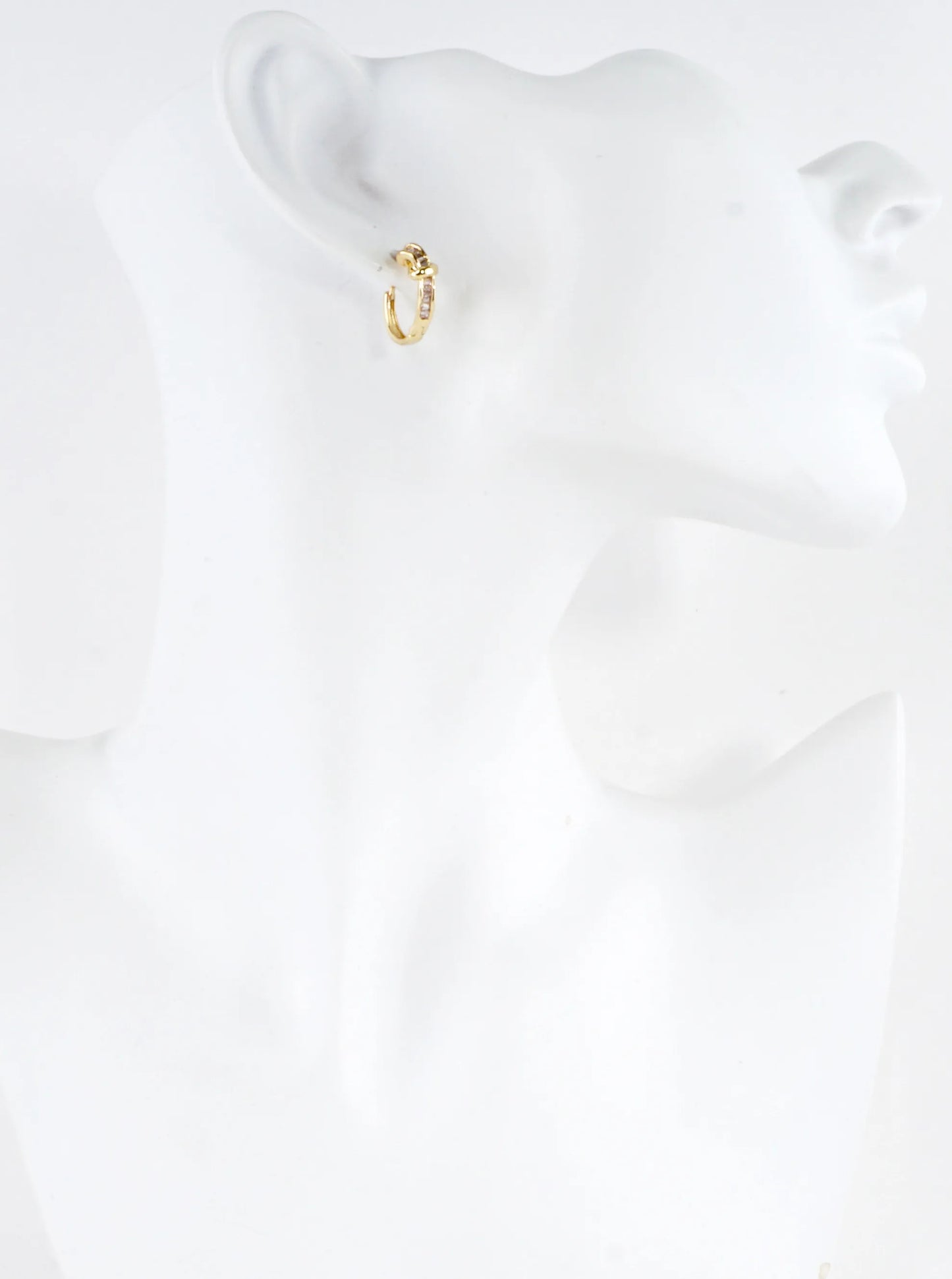 Sculptural Pave CZ Knots Huggie Hoop Earrings