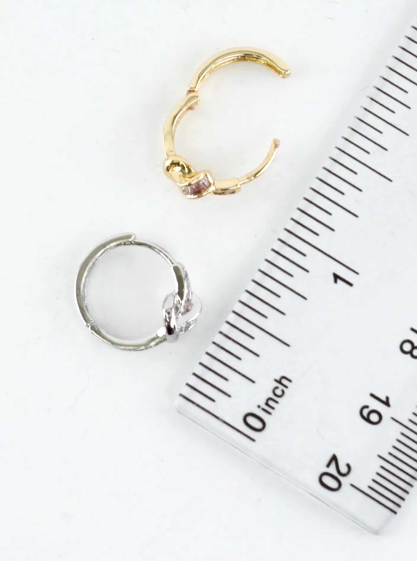 Sculptural Pave CZ Knots Huggie Hoop Earrings